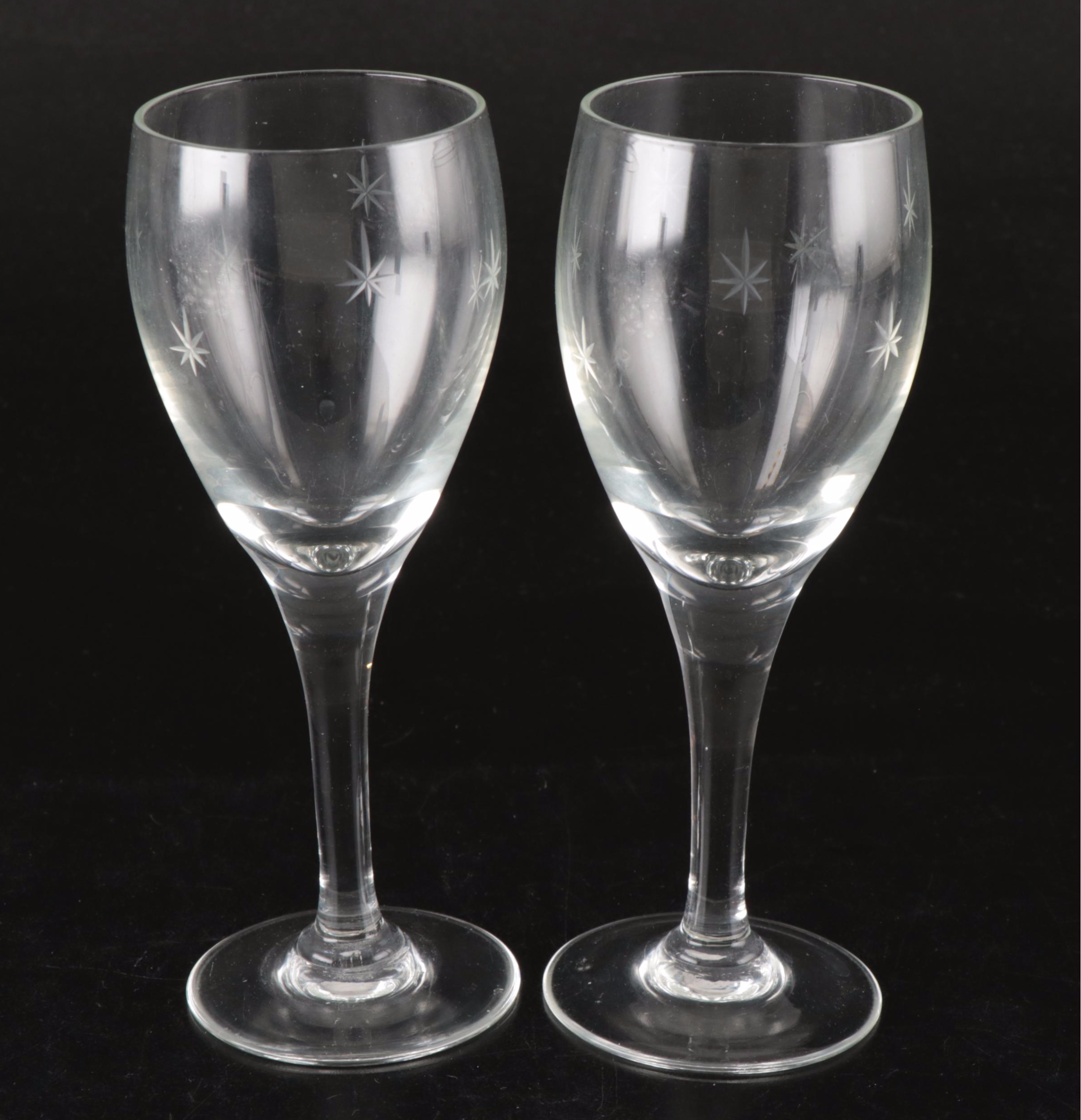 Star and Vine Etched Glass Stemware