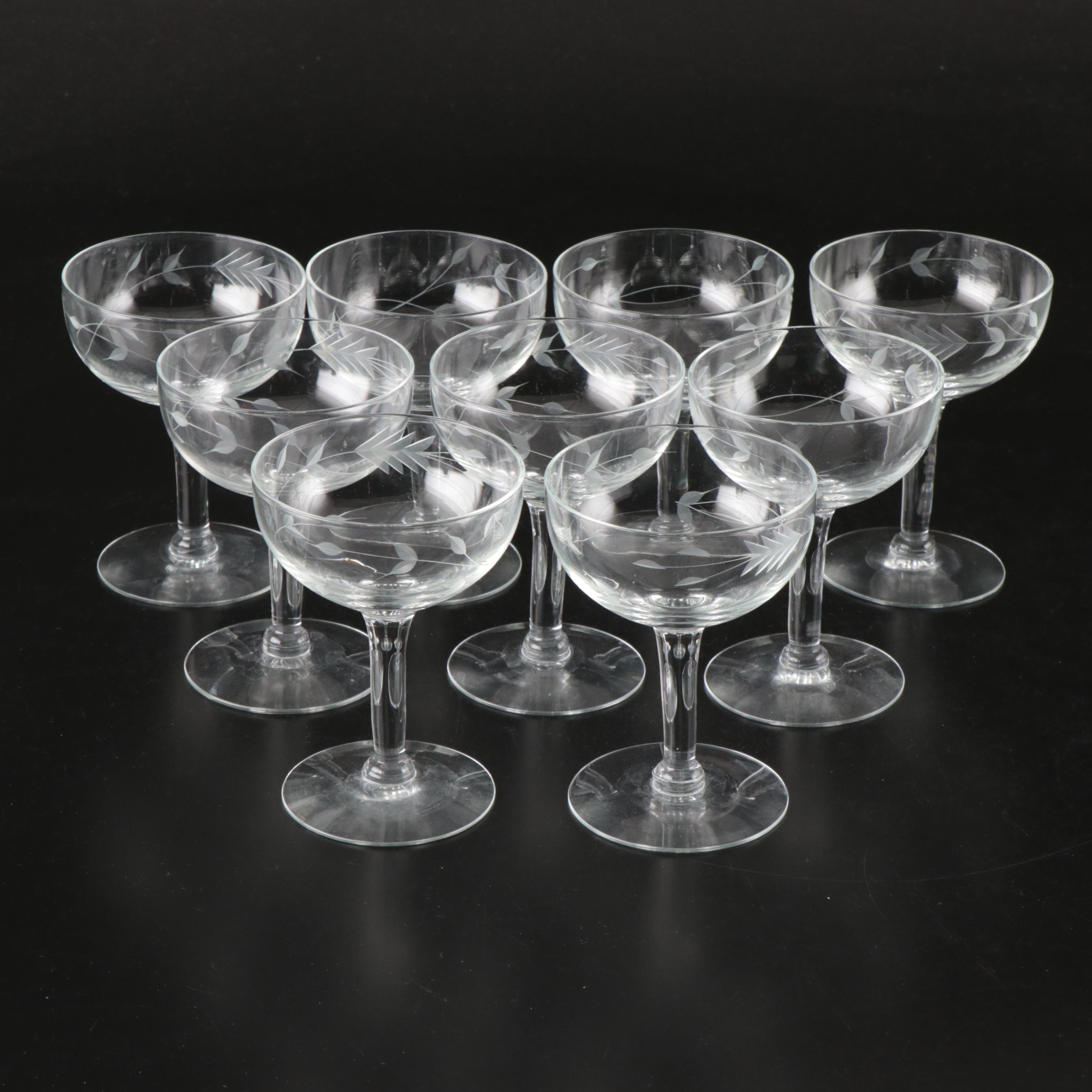 Star and Vine Etched Glass Stemware