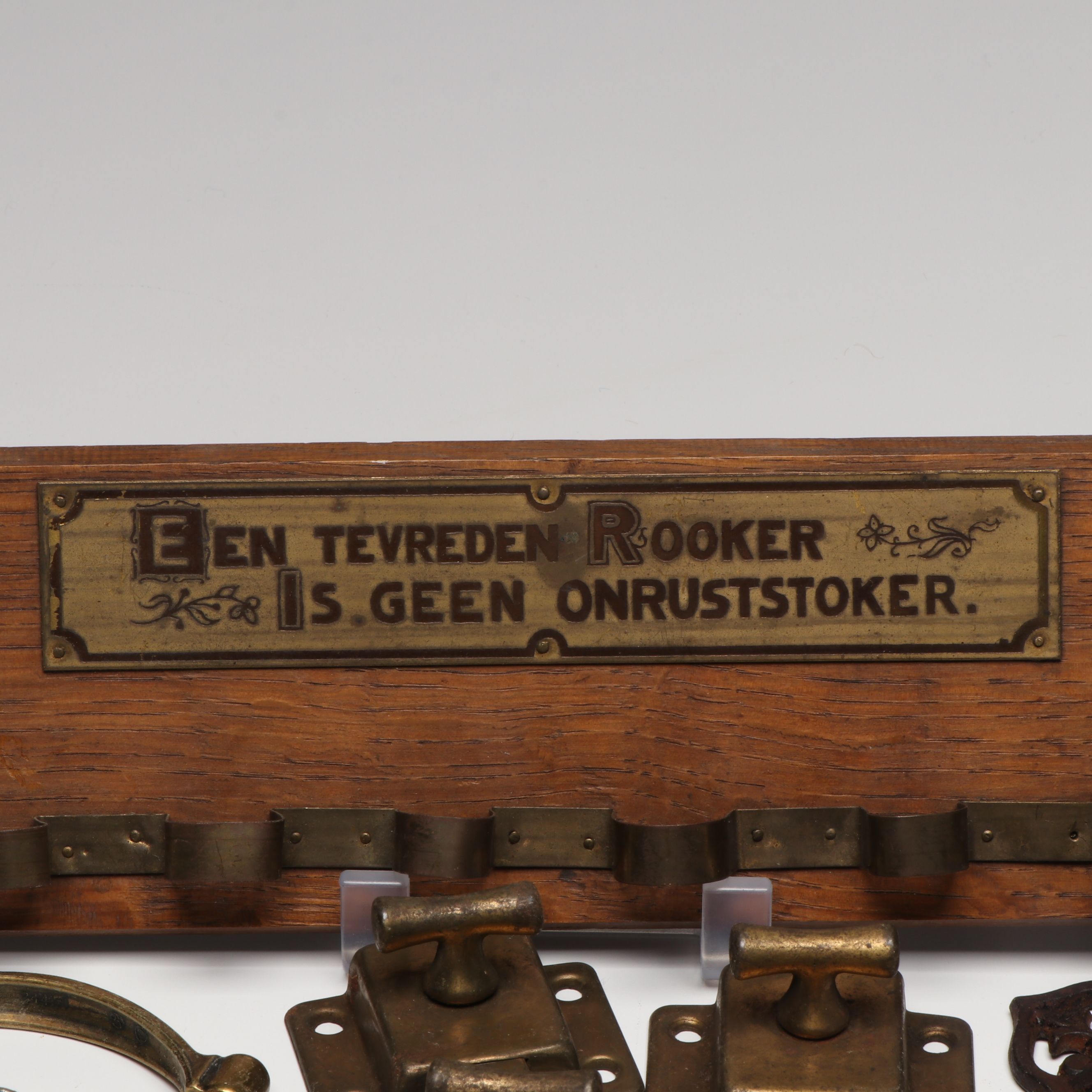 Dutch Wooden Pipe Rack with Bill Spike and More Brass and Metal Hardware