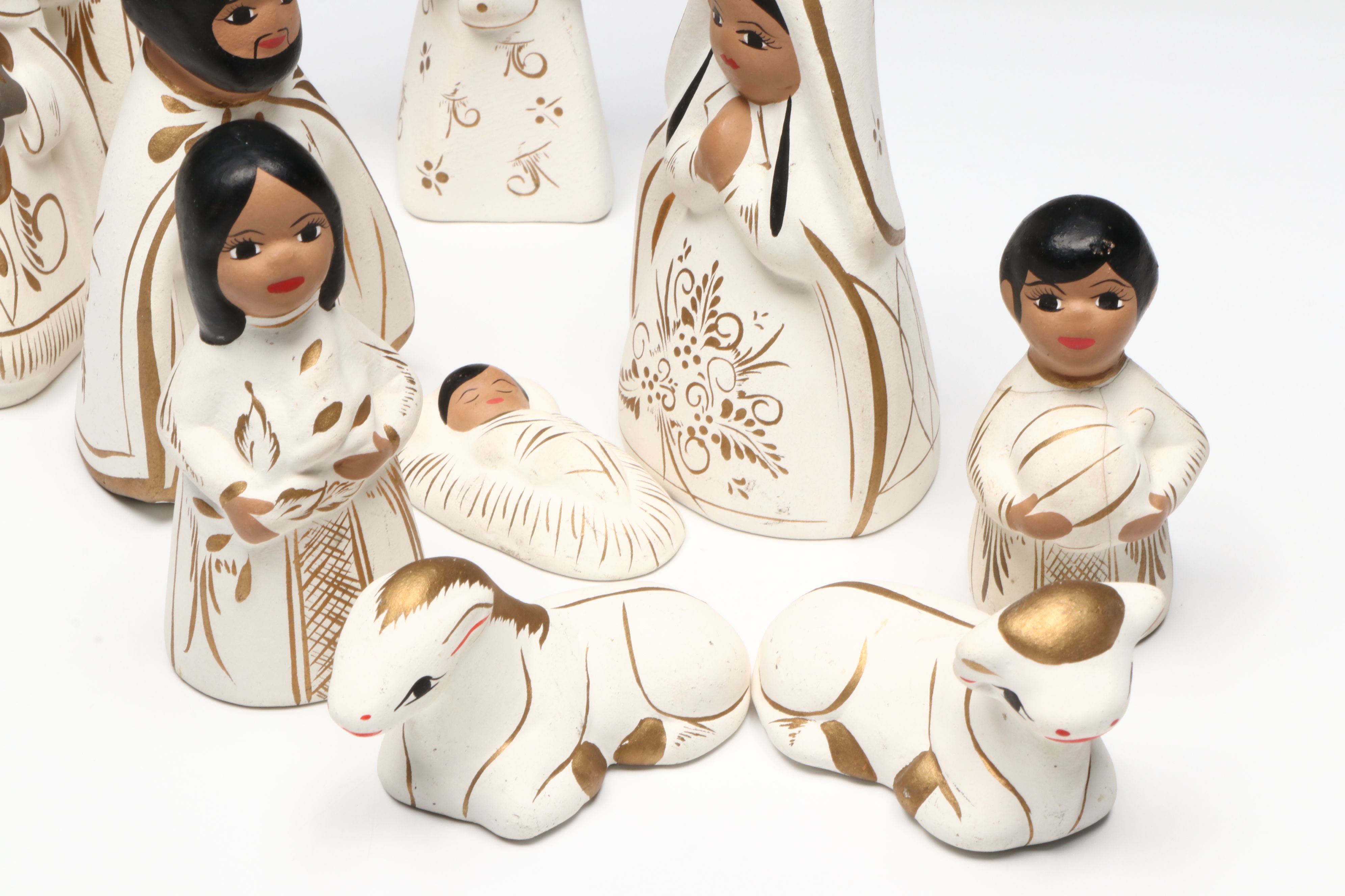 Polychrome Ceramic Nativity Set