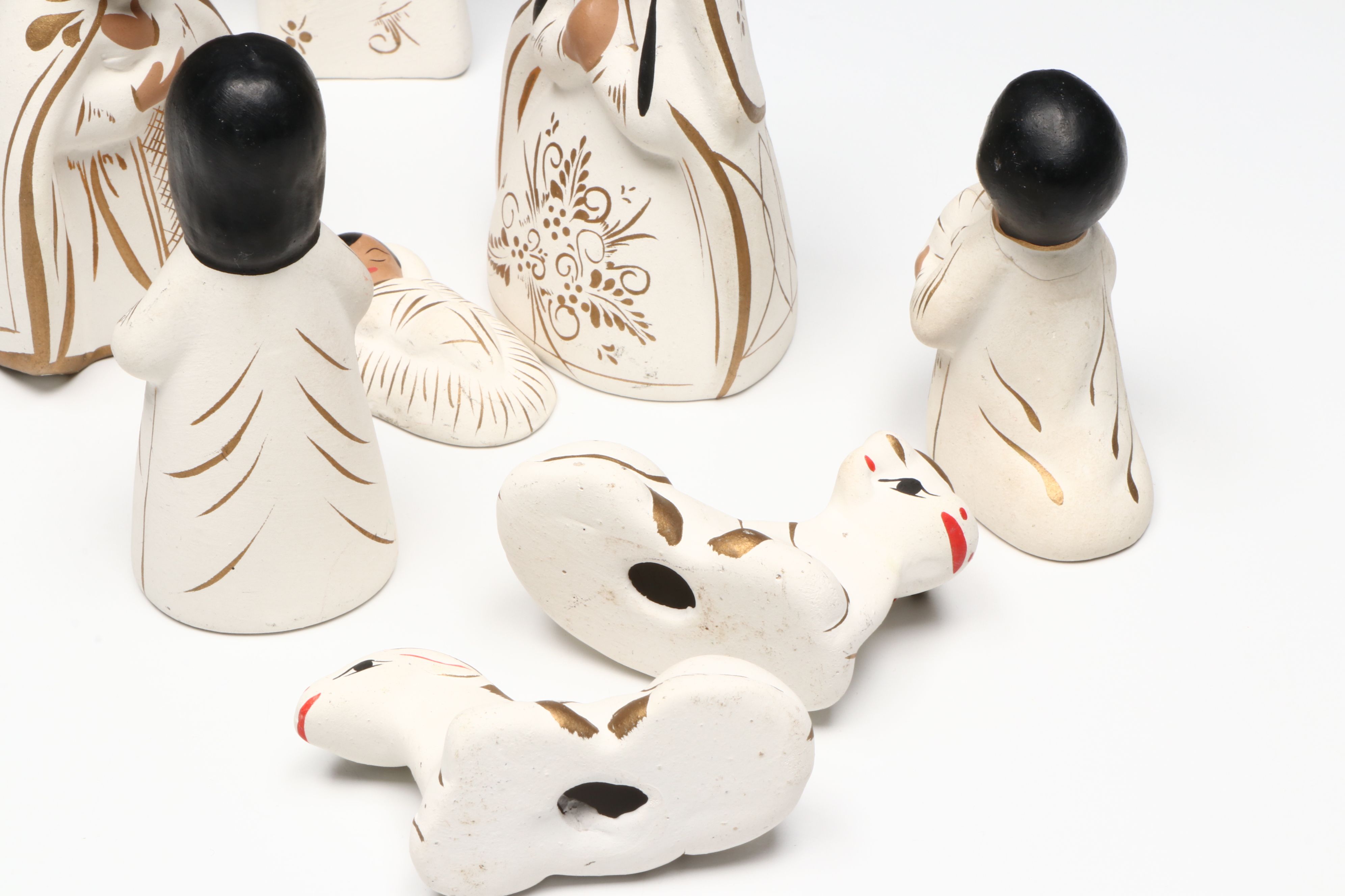 Polychrome Ceramic Nativity Set