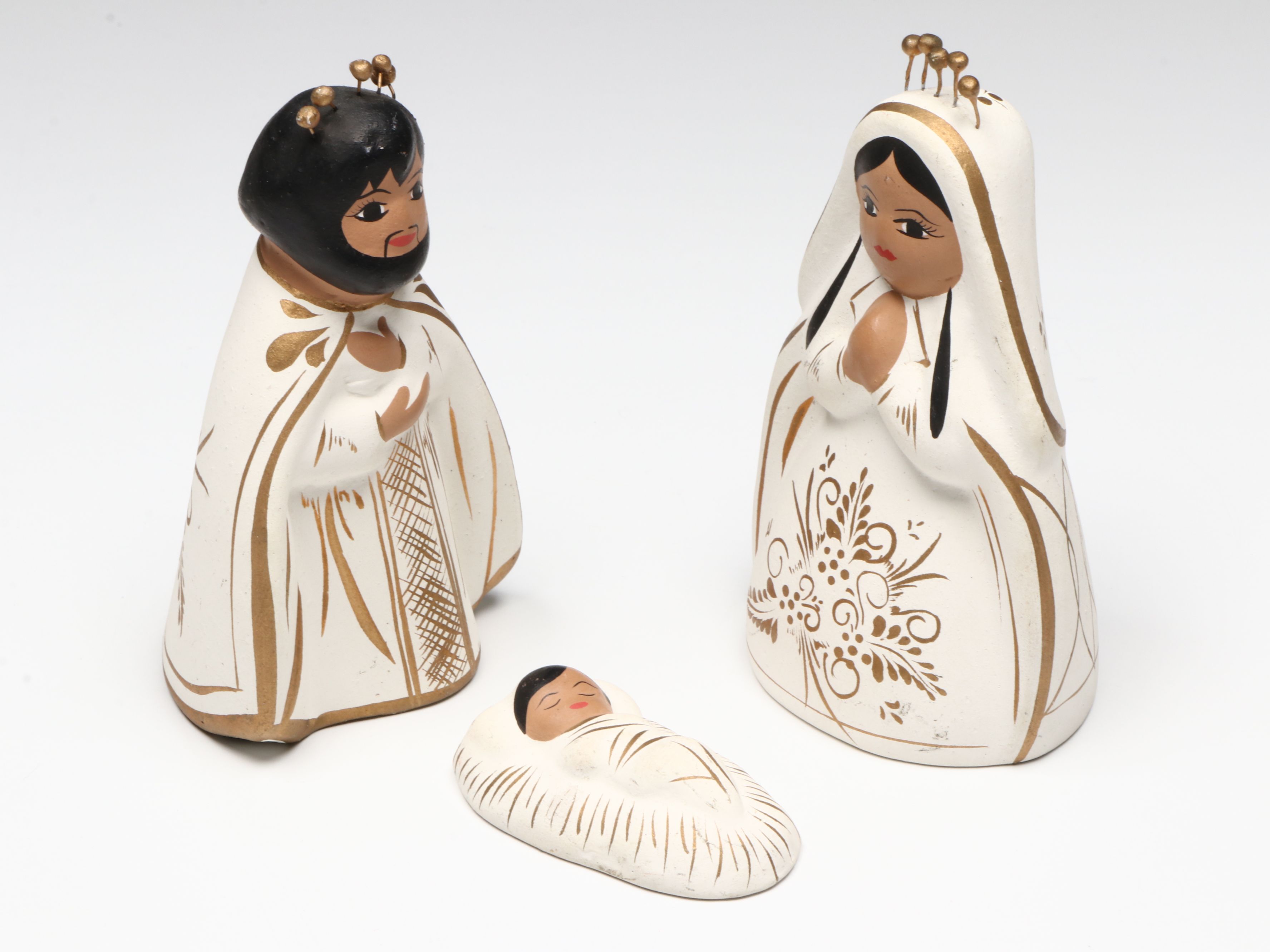 Polychrome Ceramic Nativity Set