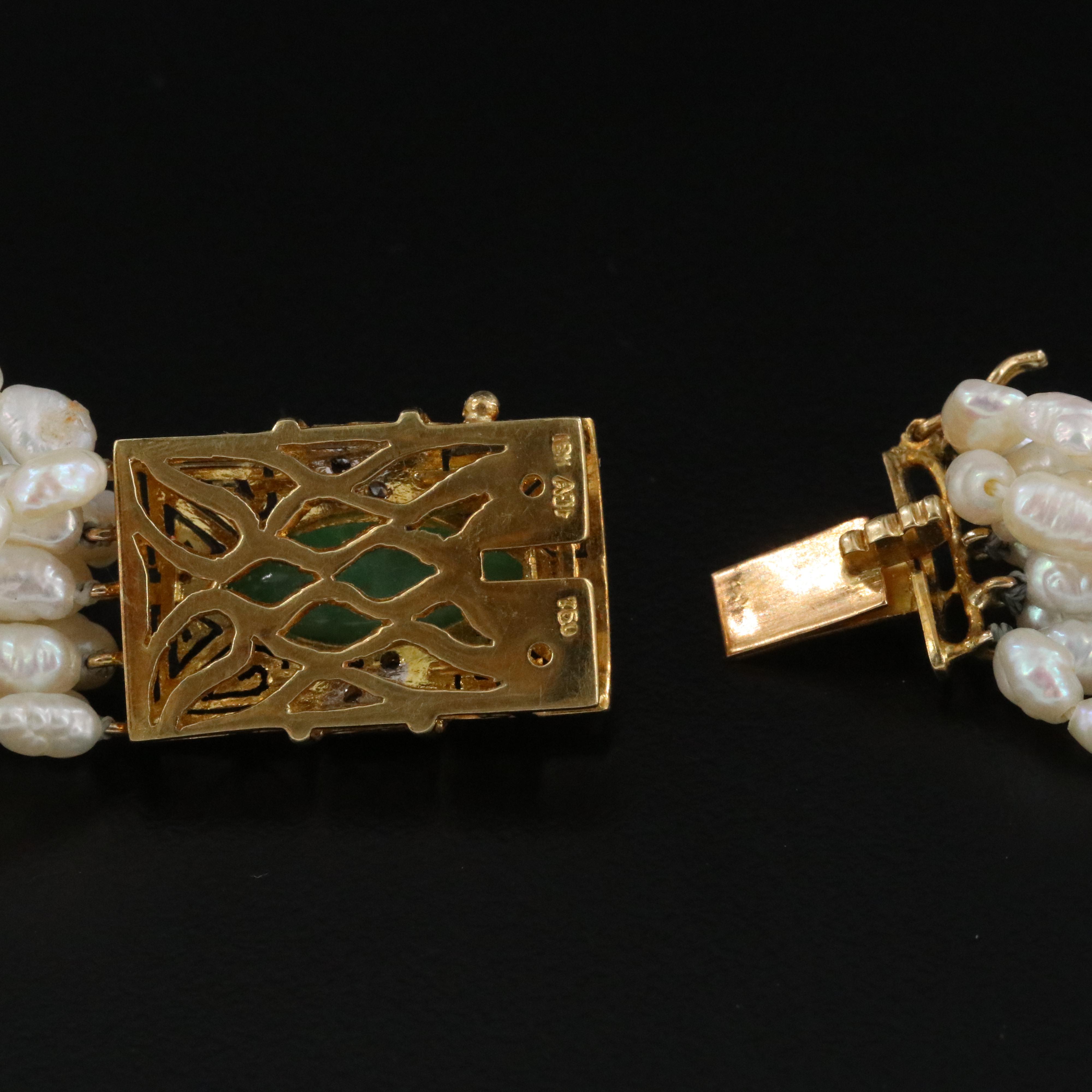 18K Jadeite, Diamond and Pearl Torsade
