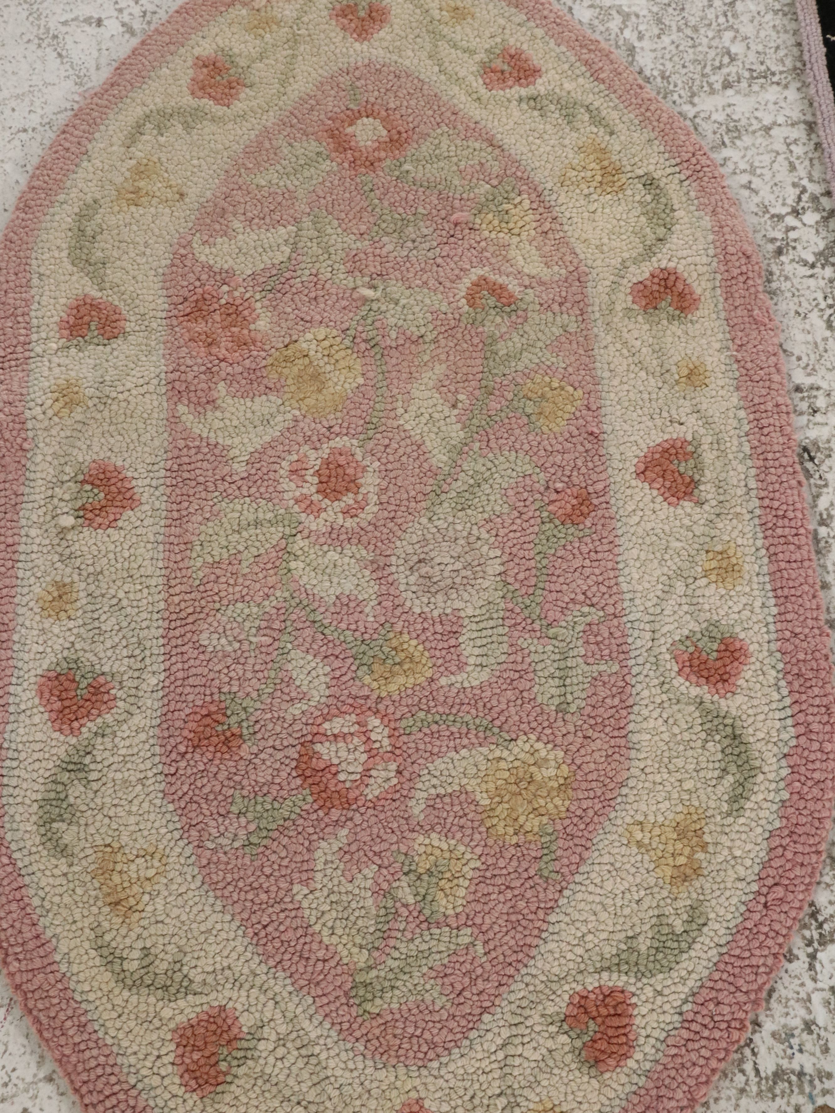 3'1 x 4'11 and Other Handmade Hooked Wool and Woven Rag Rug Accent Rugs