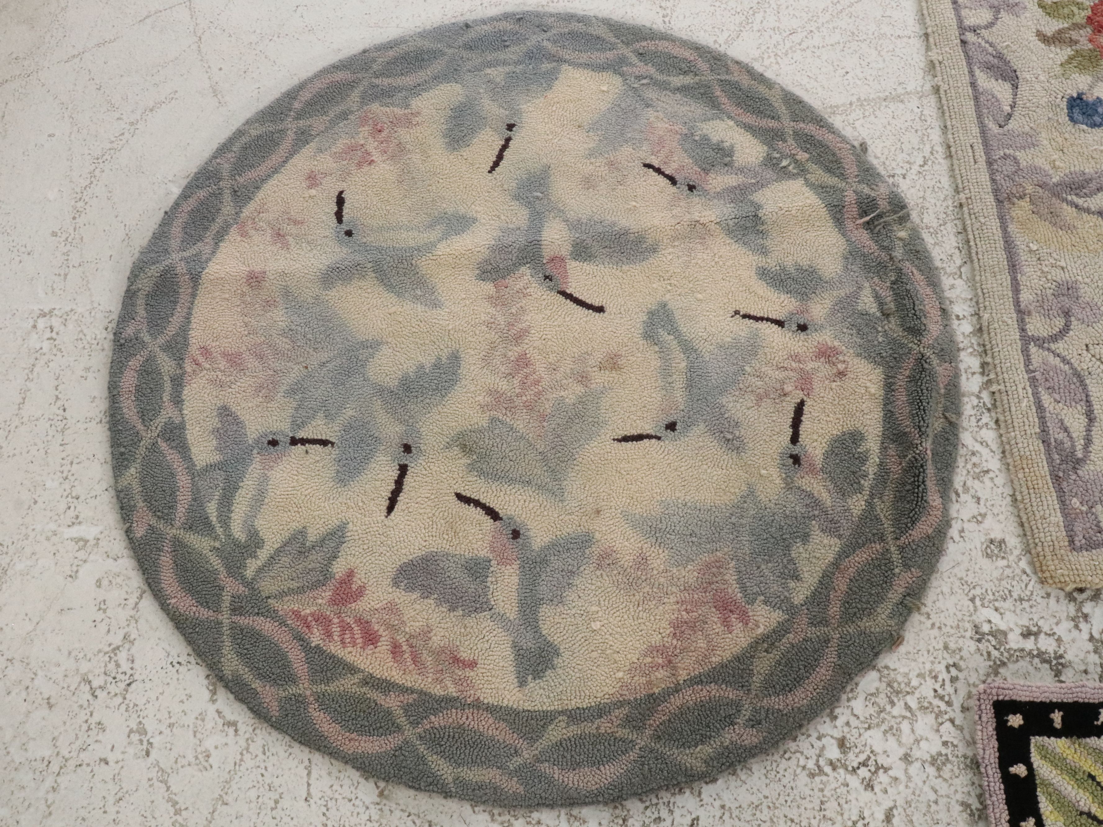 3'1 x 4'11 and Other Handmade Hooked Wool and Woven Rag Rug Accent Rugs