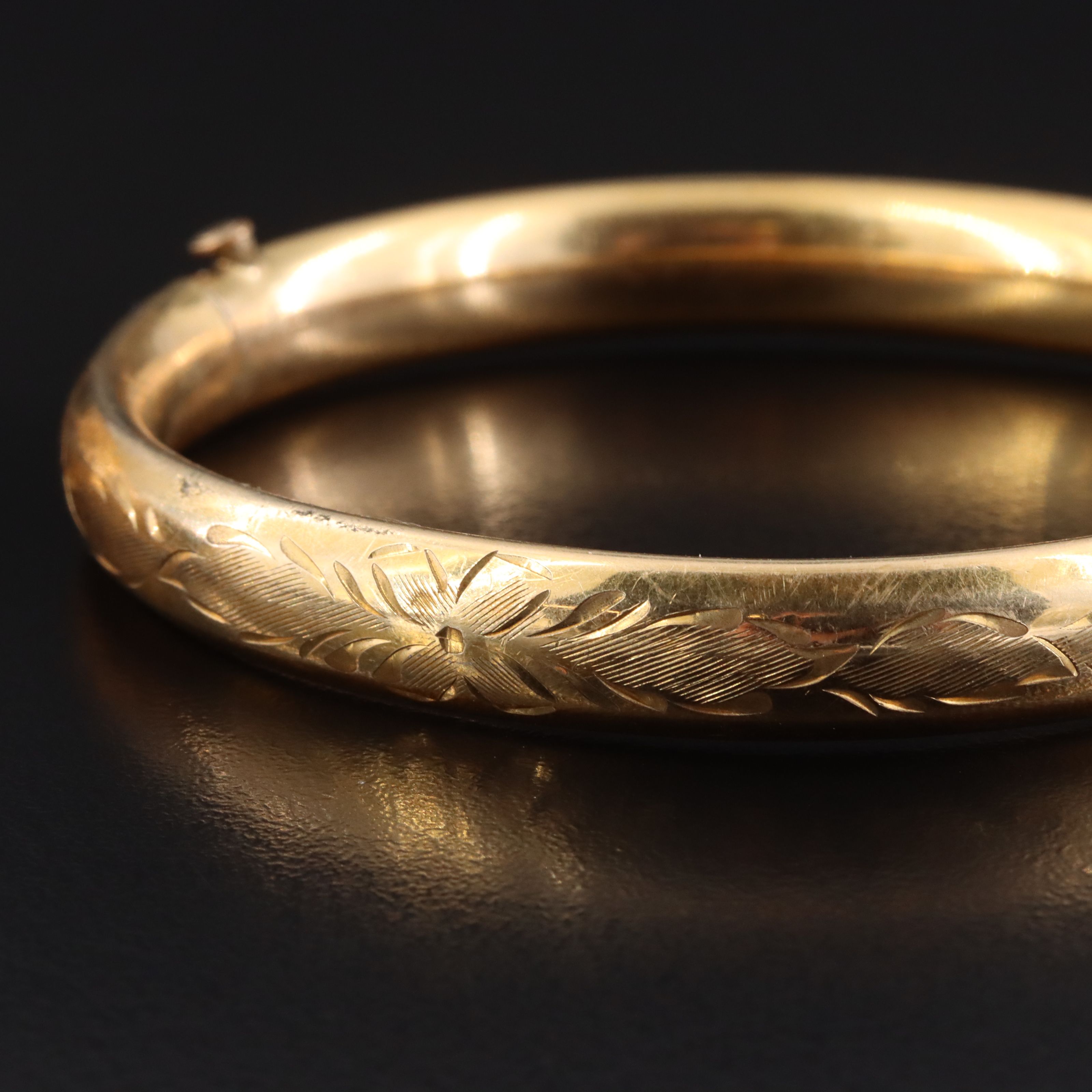 Victorian 14K Taille d’Epargné and Vintage Gold-Filled Hinged Bracelets