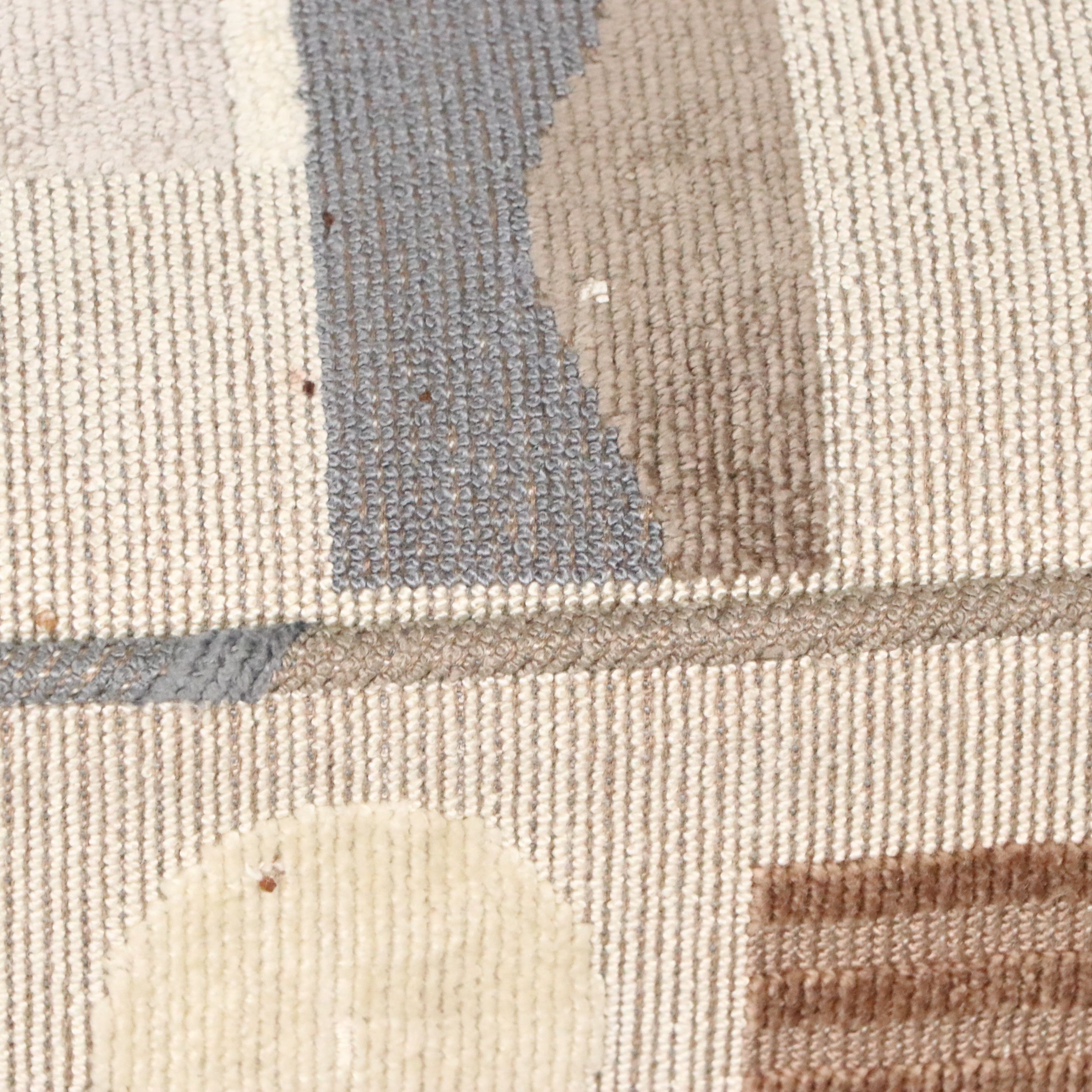 Pair of Upholstered Mid Century Modern Style Armchairs and Ottoman