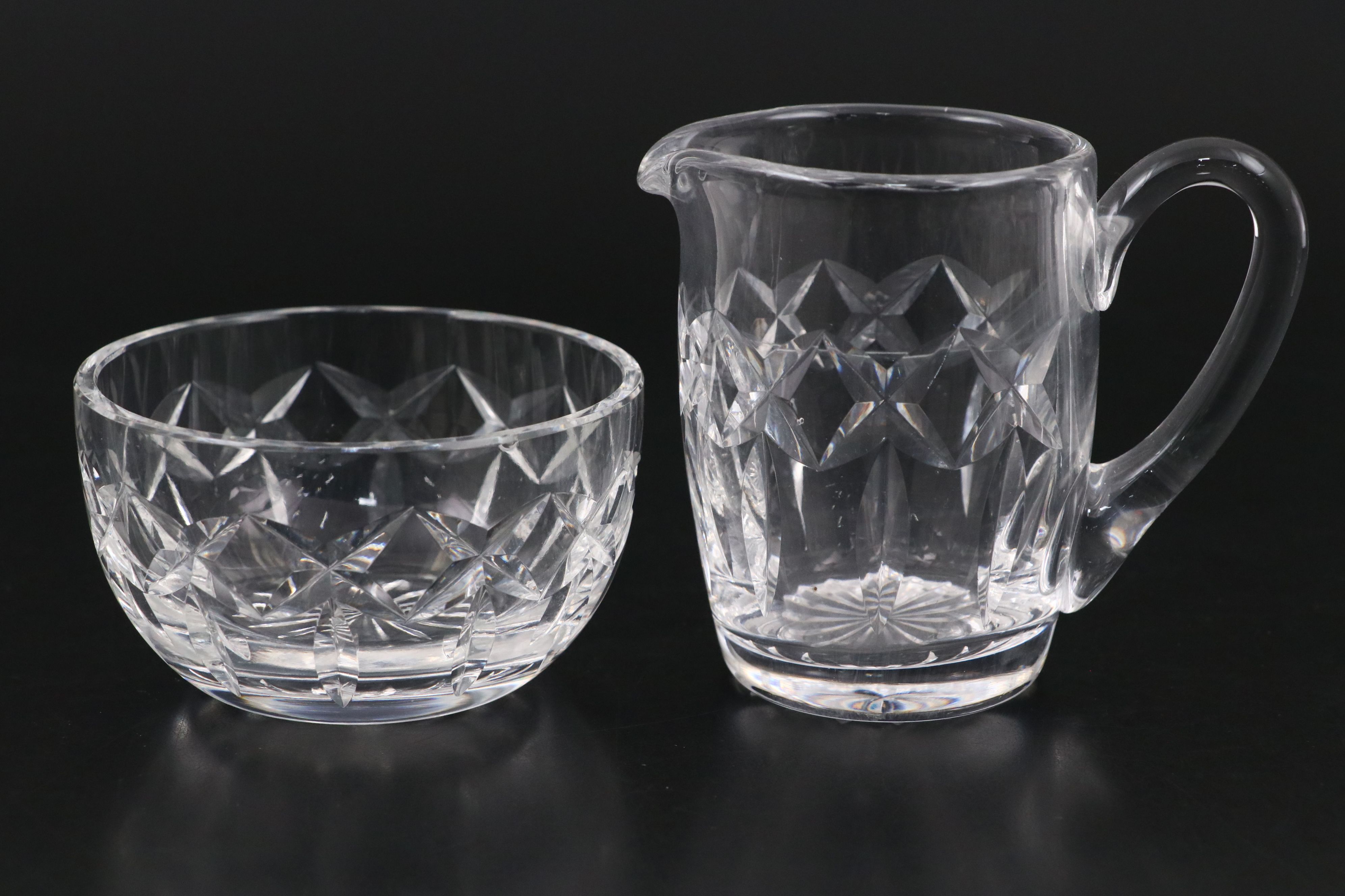 Waterford "Glandore" Crystal Centerpiece Bowl with Other Bowls and Creamers