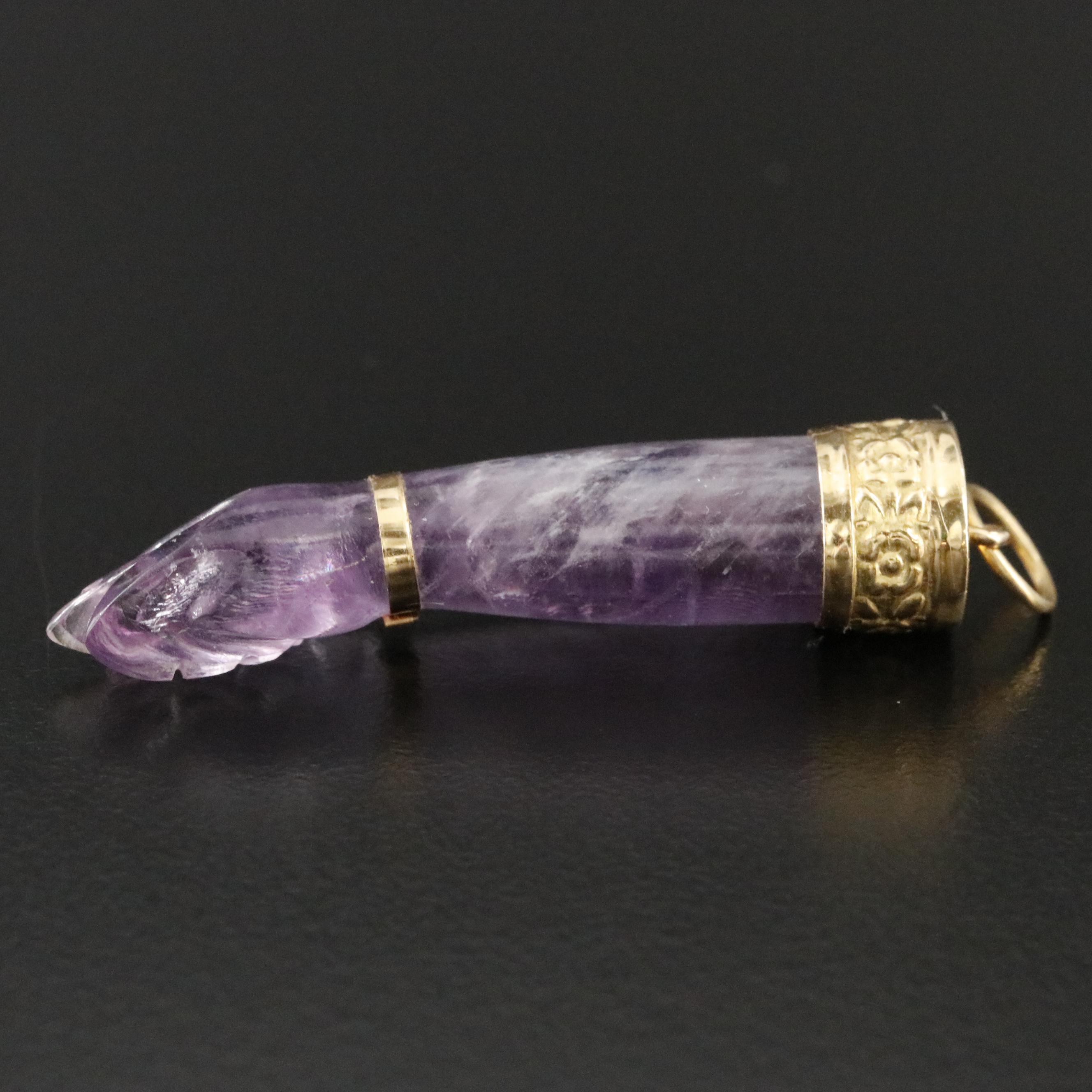 18K Carved Amethyst Figa Pendant