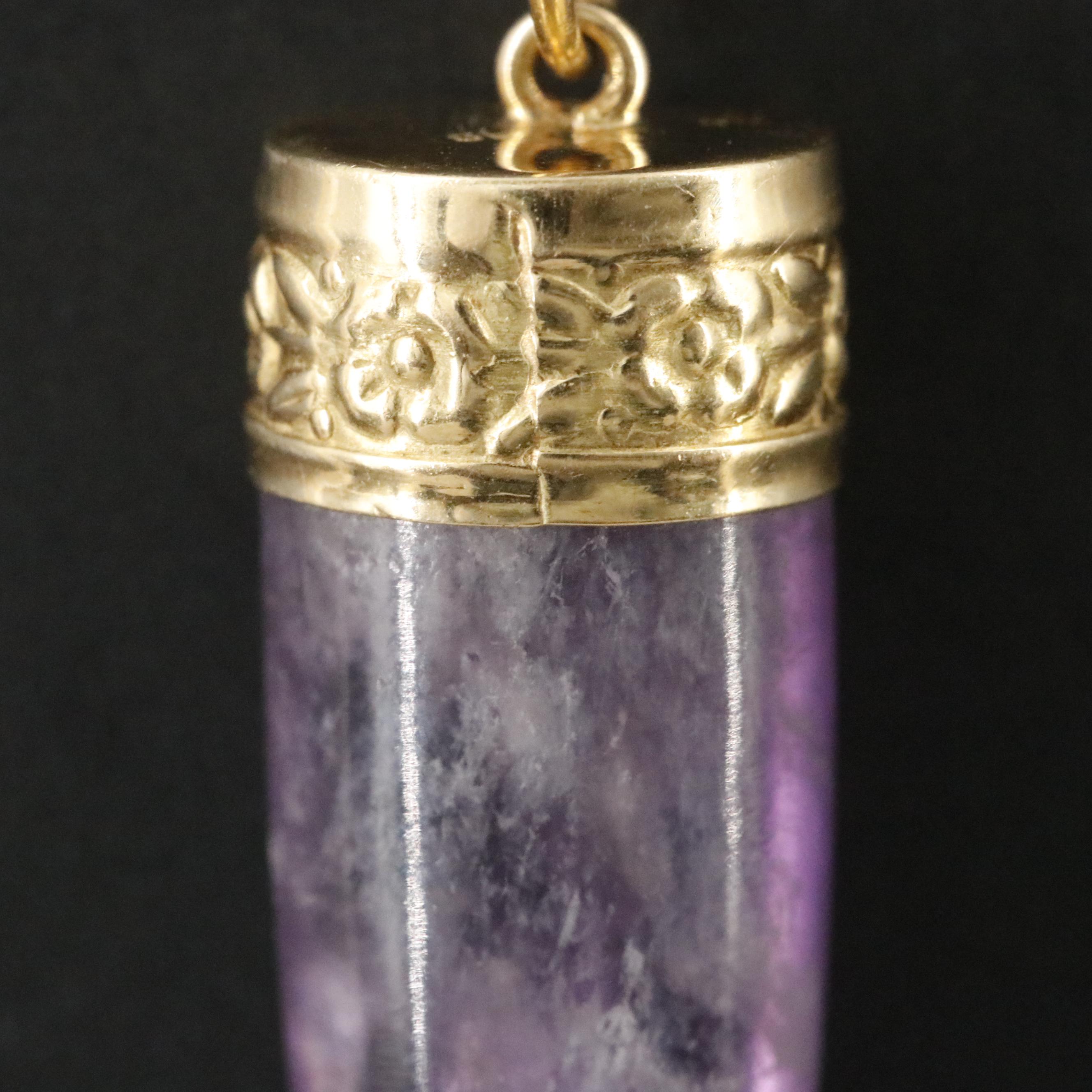 18K Carved Amethyst Figa Pendant