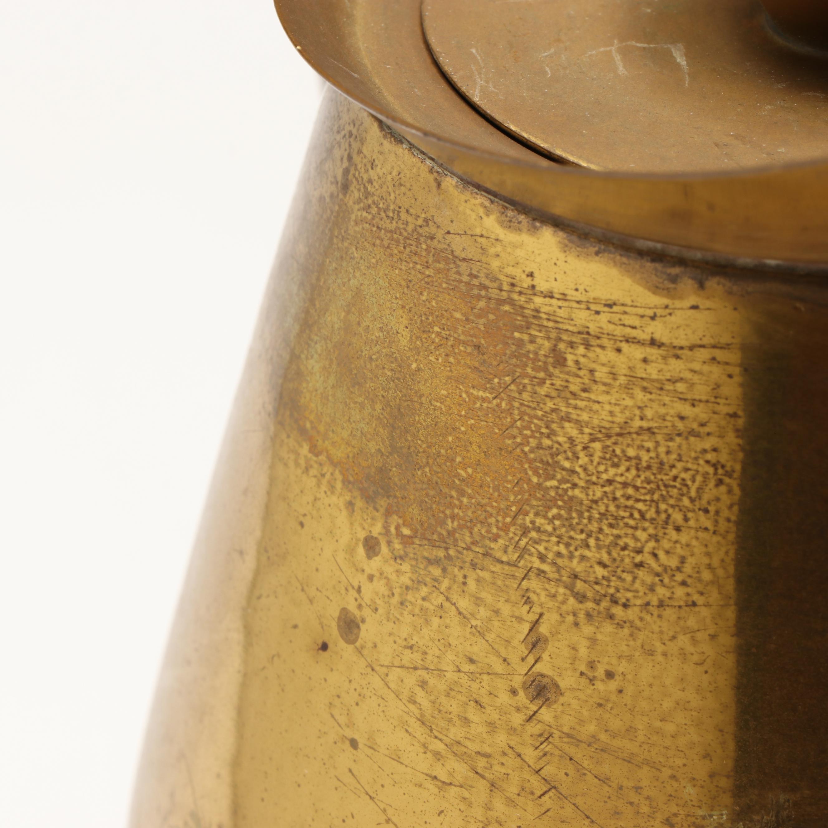 Indian Brass Jug with Metal Ribbed Vase and Pitcher, Mid to Late 20th Century