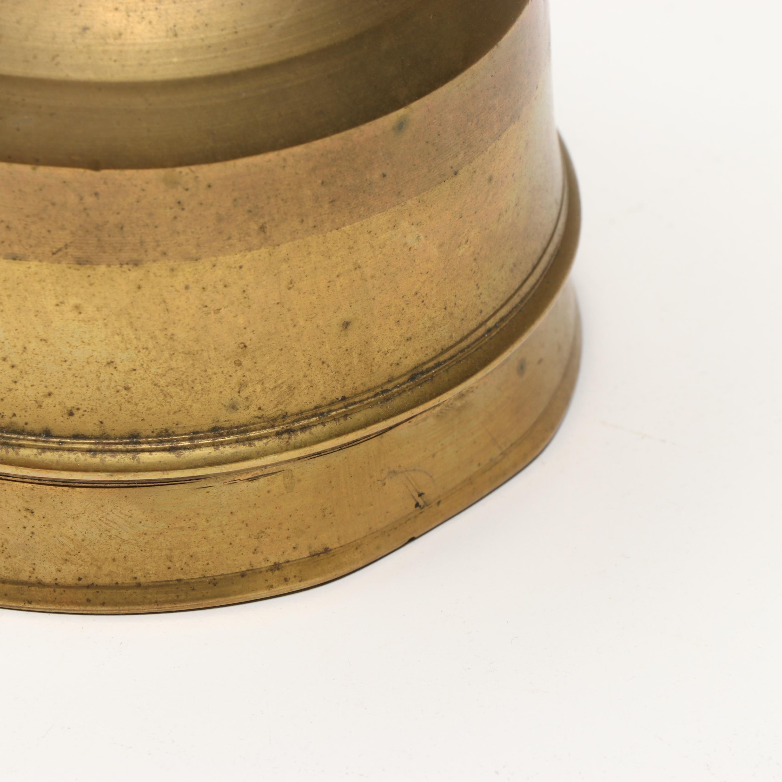 Indian Brass Jug with Metal Ribbed Vase and Pitcher, Mid to Late 20th Century