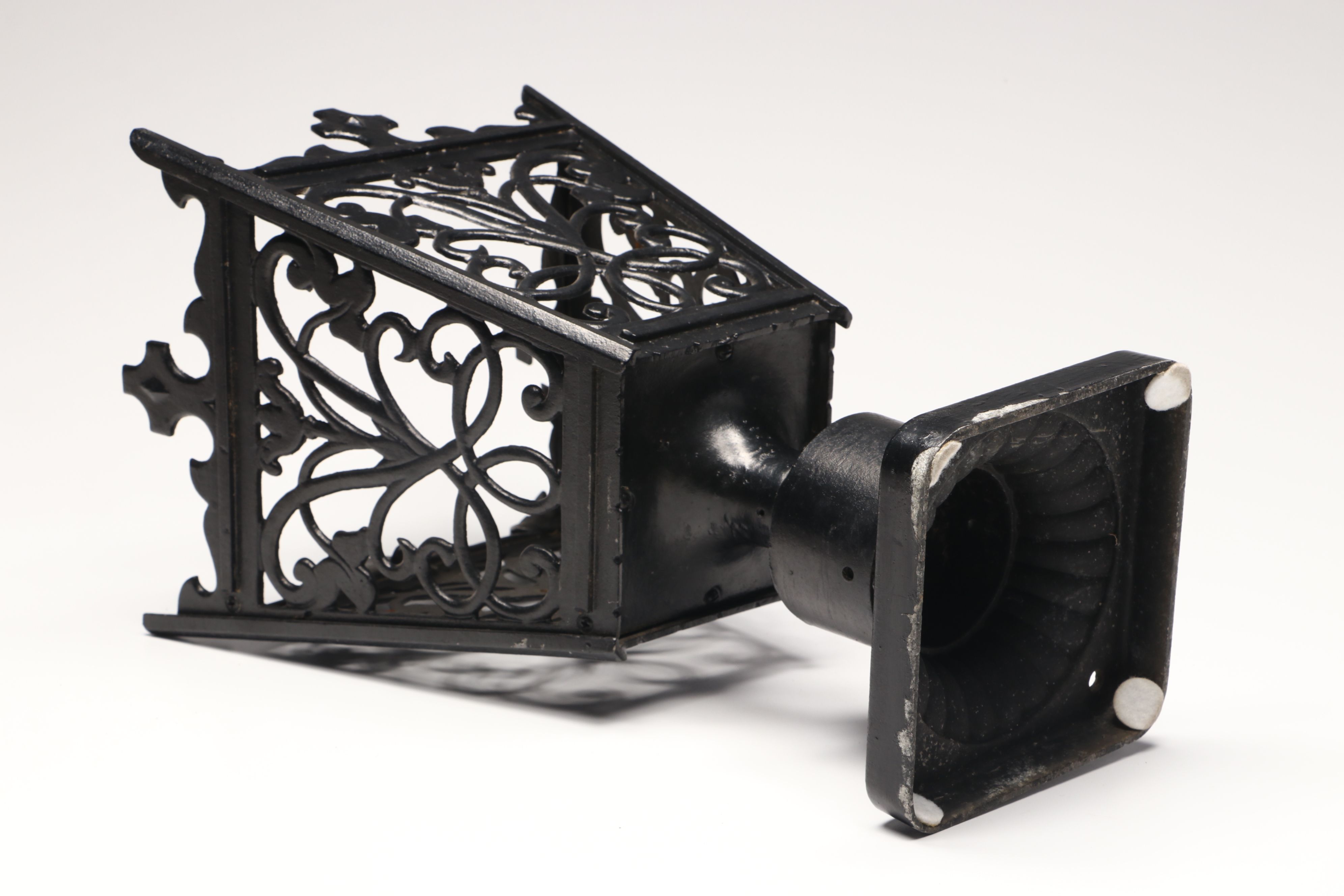 Folk Art Iron Roof Cross with Metal Hanging Candelabra and Candle Lantern