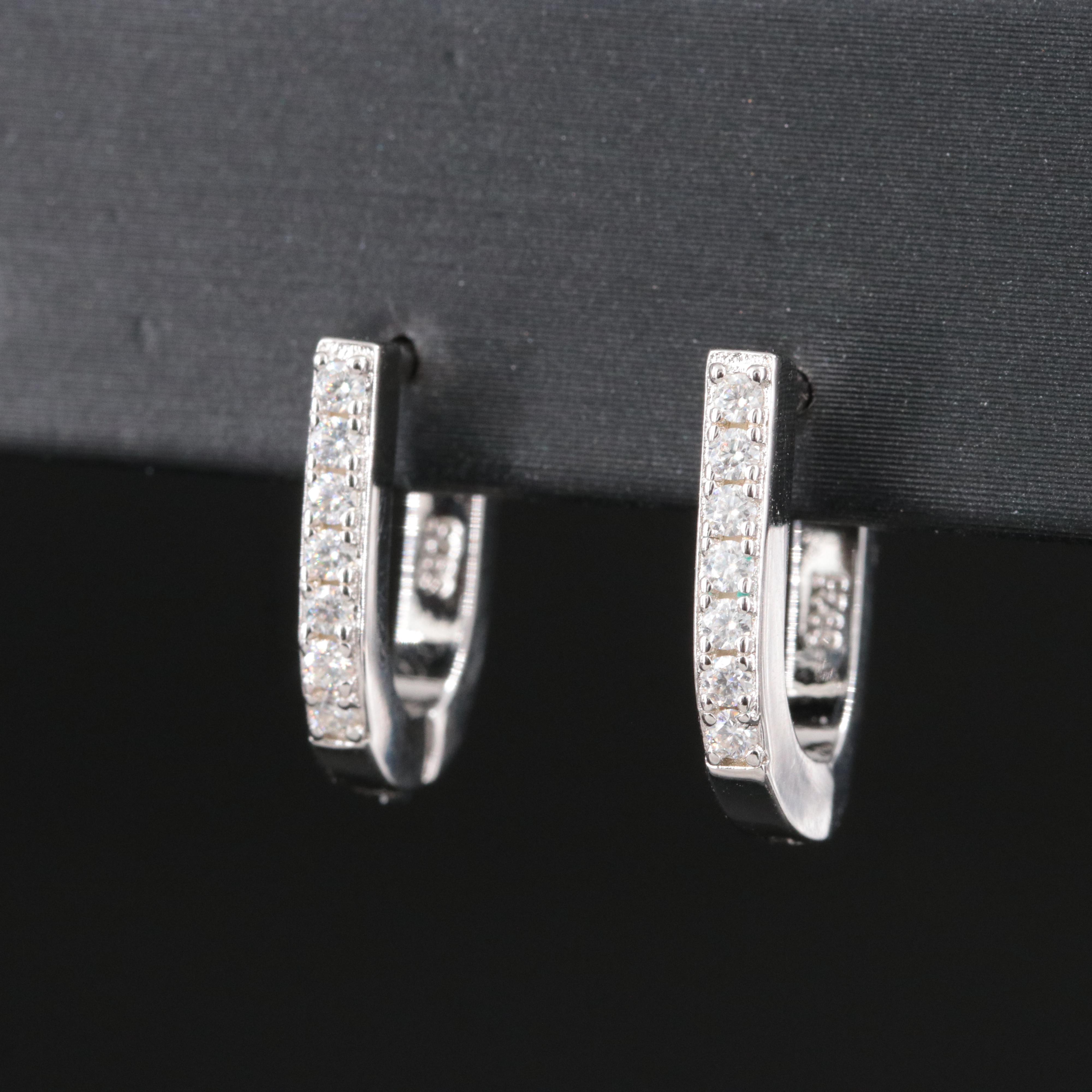 Sterling Moissanite U Hoop Earrings