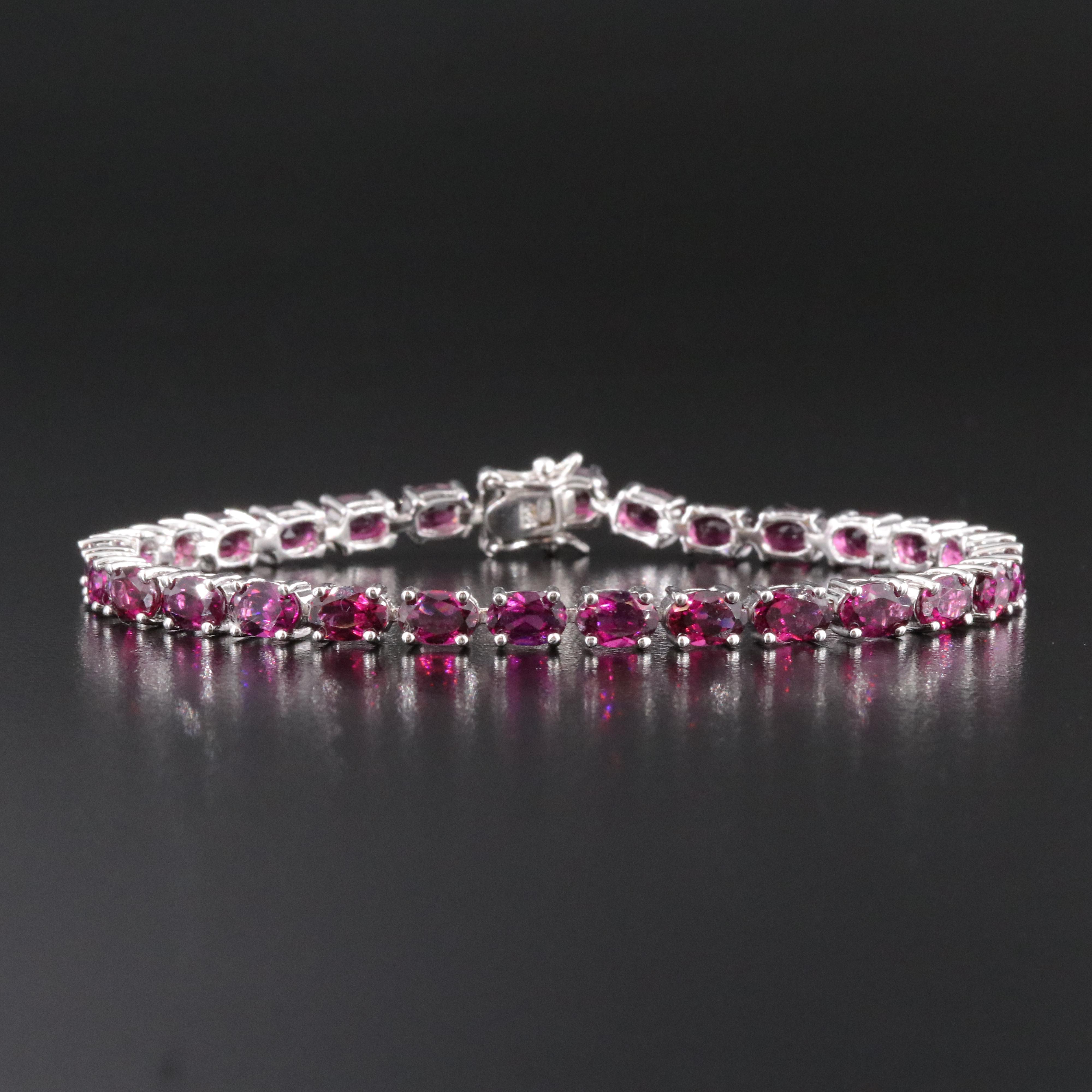 Sterling Rhodolite Garnet Line Bracelet