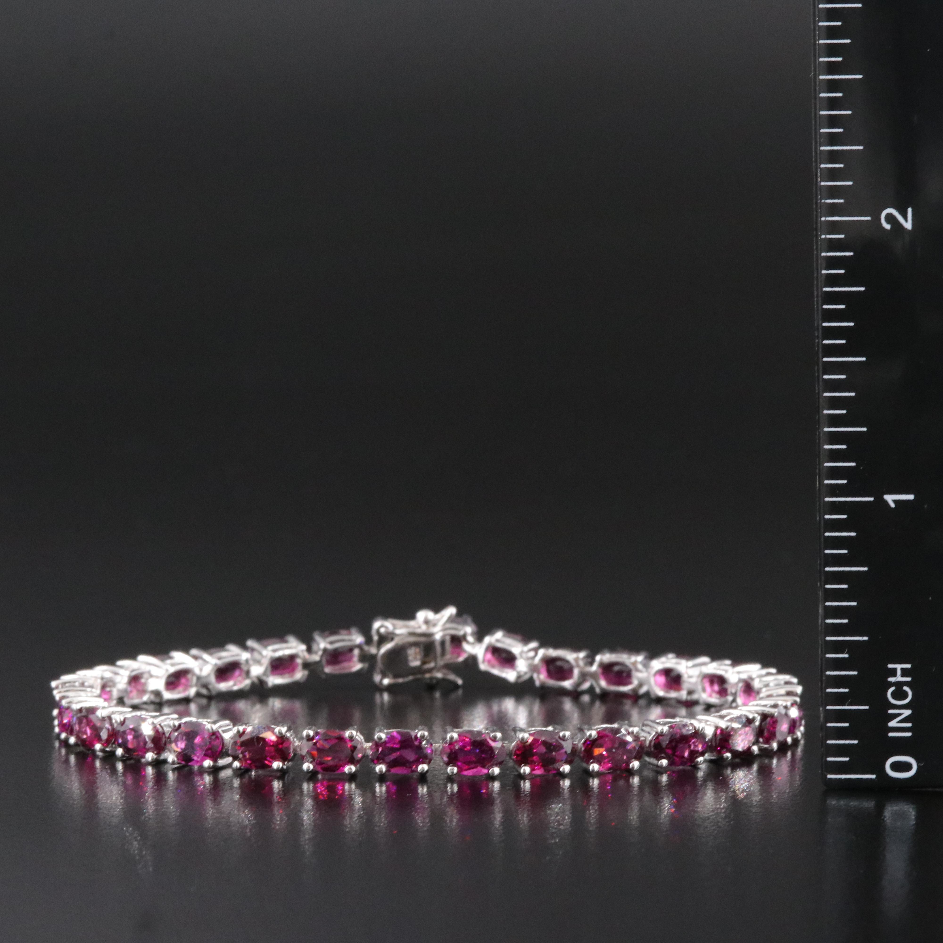 Sterling Rhodolite Garnet Line Bracelet