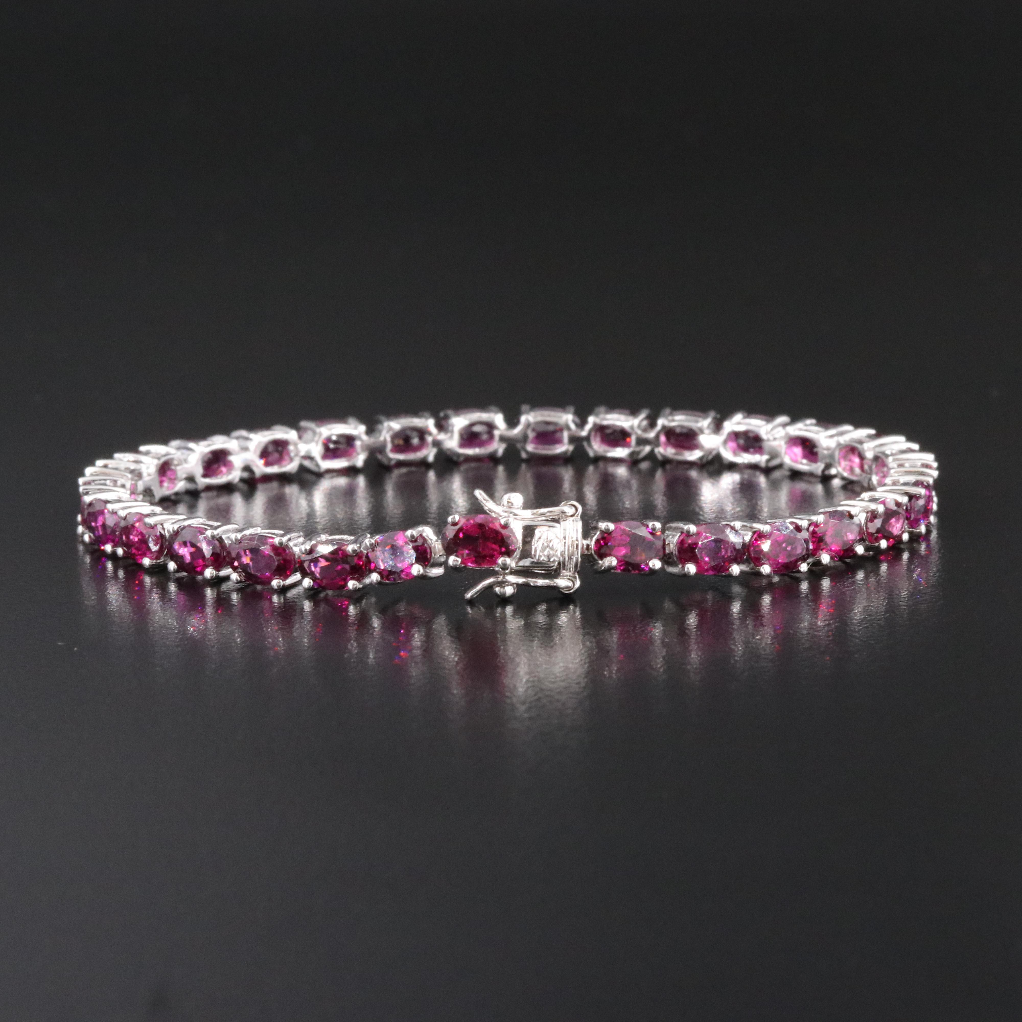 Sterling Rhodolite Garnet Line Bracelet