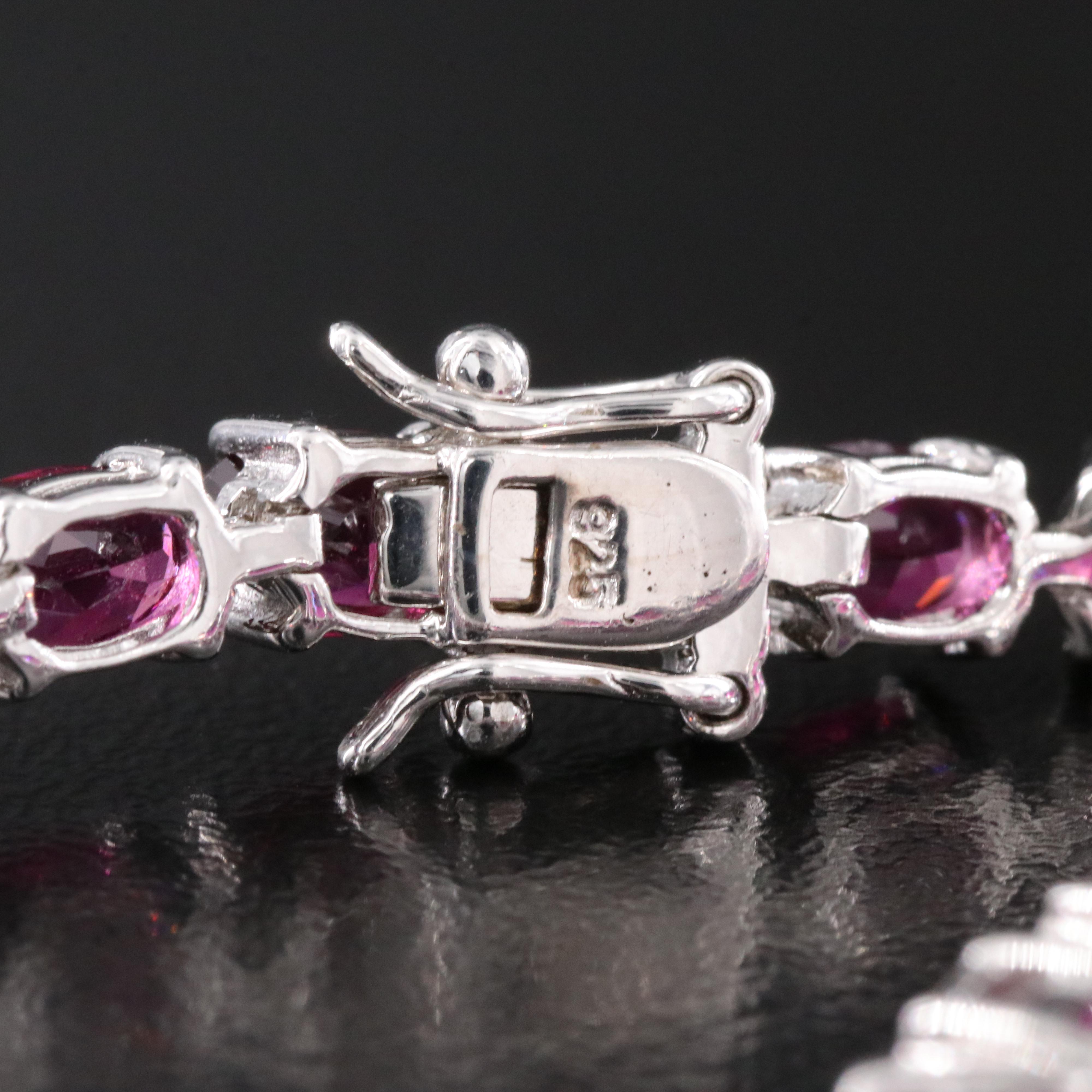 Sterling Rhodolite Garnet Line Bracelet
