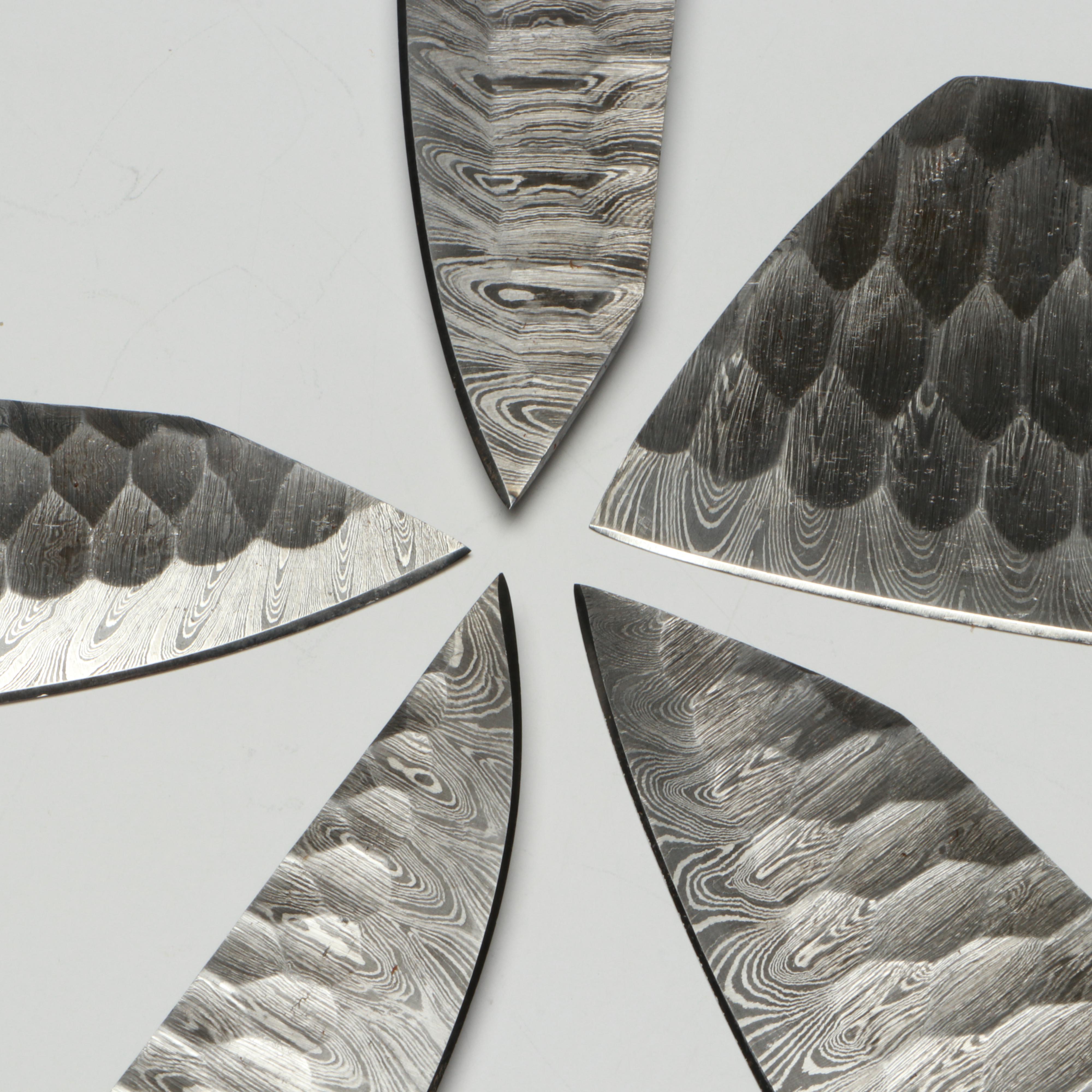 Damascus Steel and Marbled Handle Chef's Knife Set in Suede Leather Roll