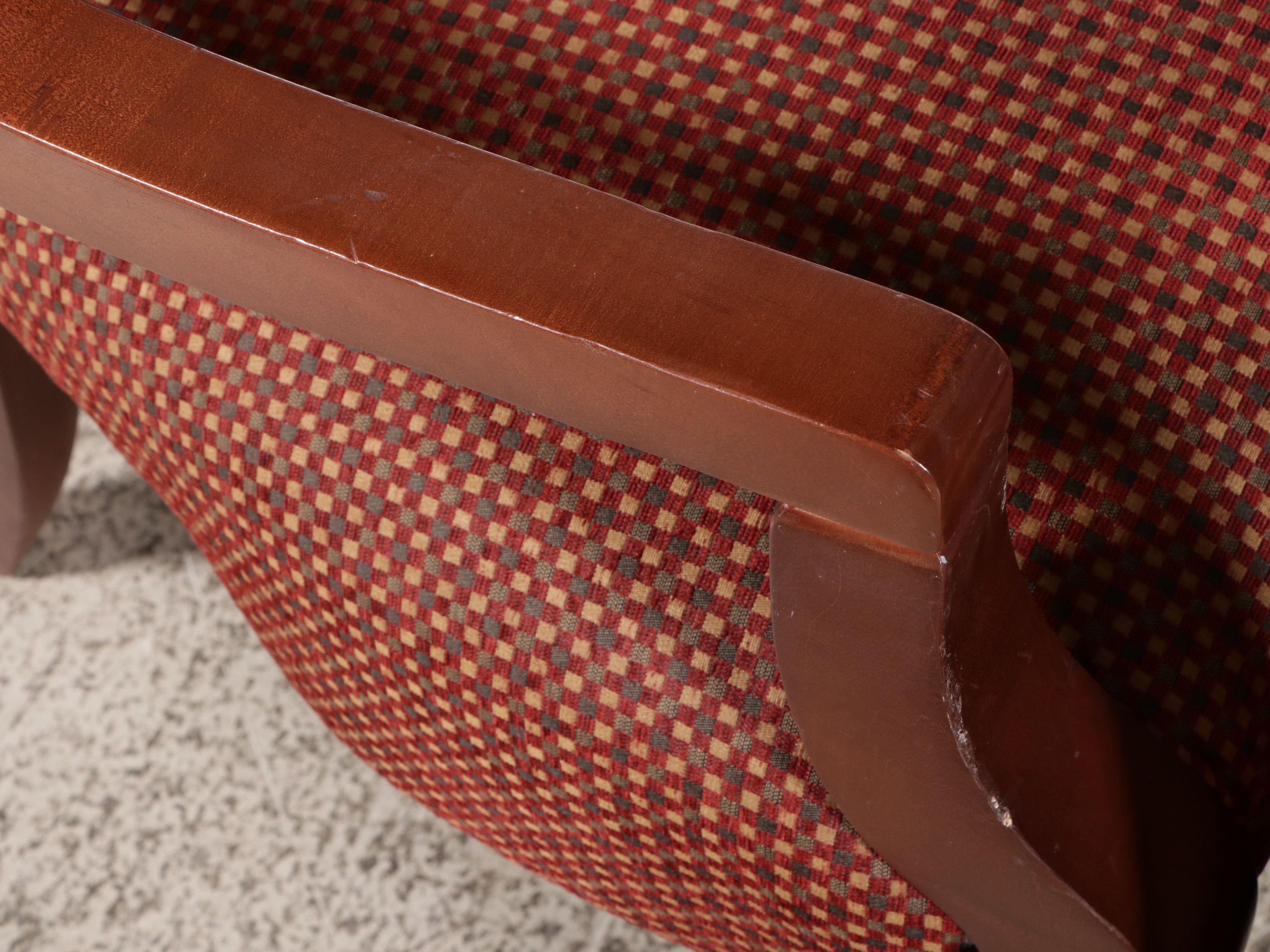 Pair of French Style Wood and Upholstered Armchairs