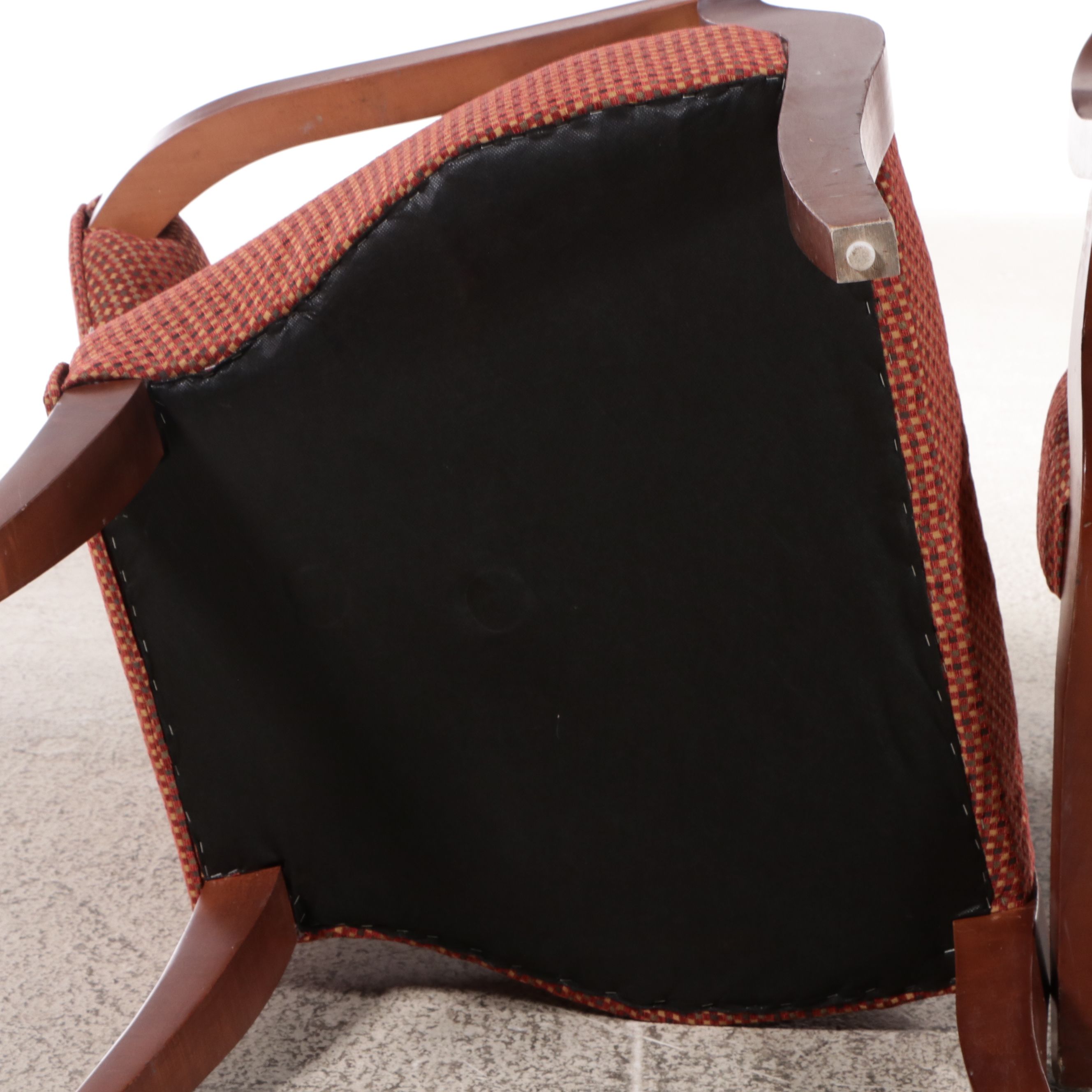 Pair of French Style Wood and Upholstered Armchairs