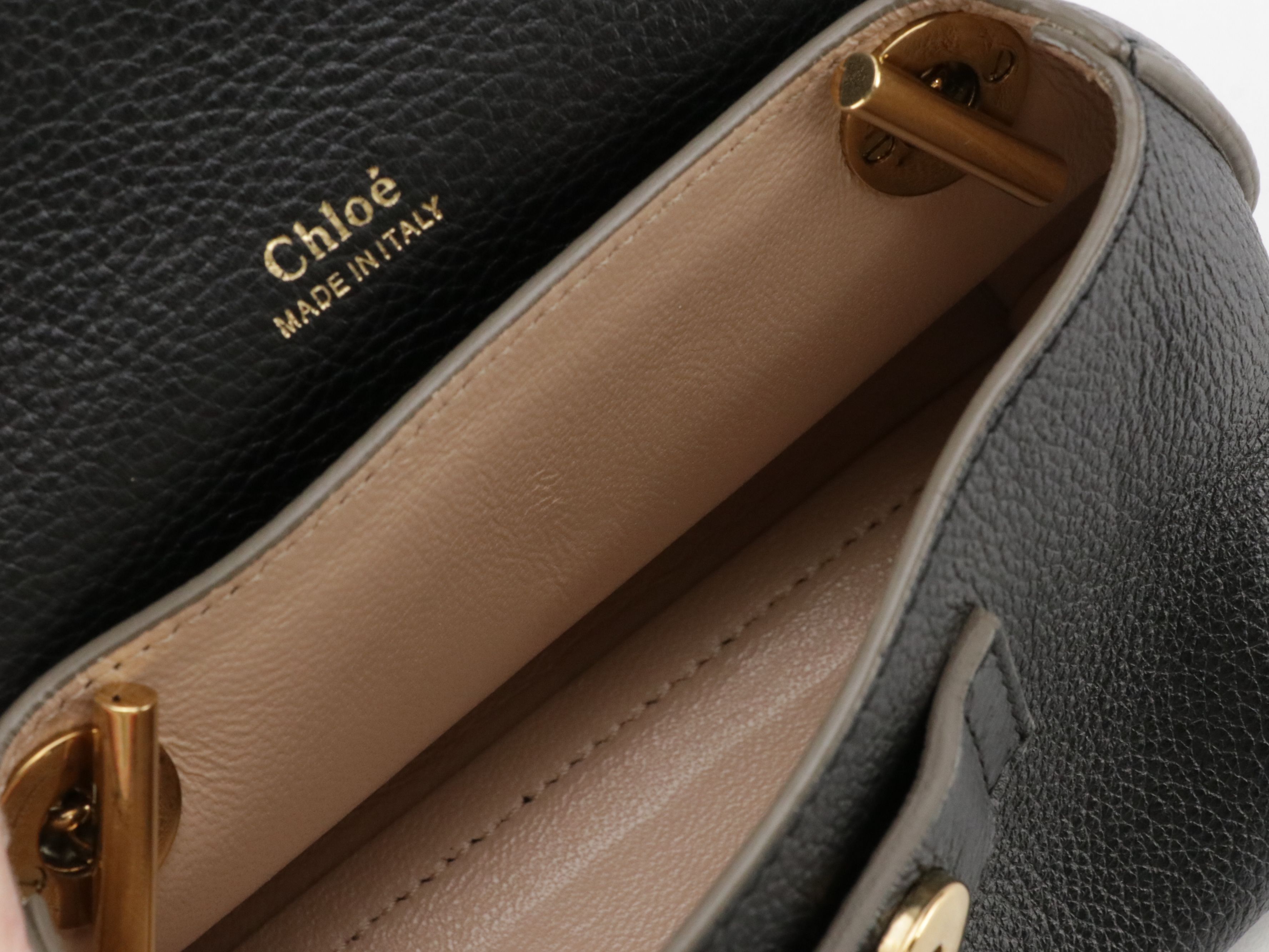 Chloé Mini Clare Crossbody Bag in Black Smooth and Grained Leather