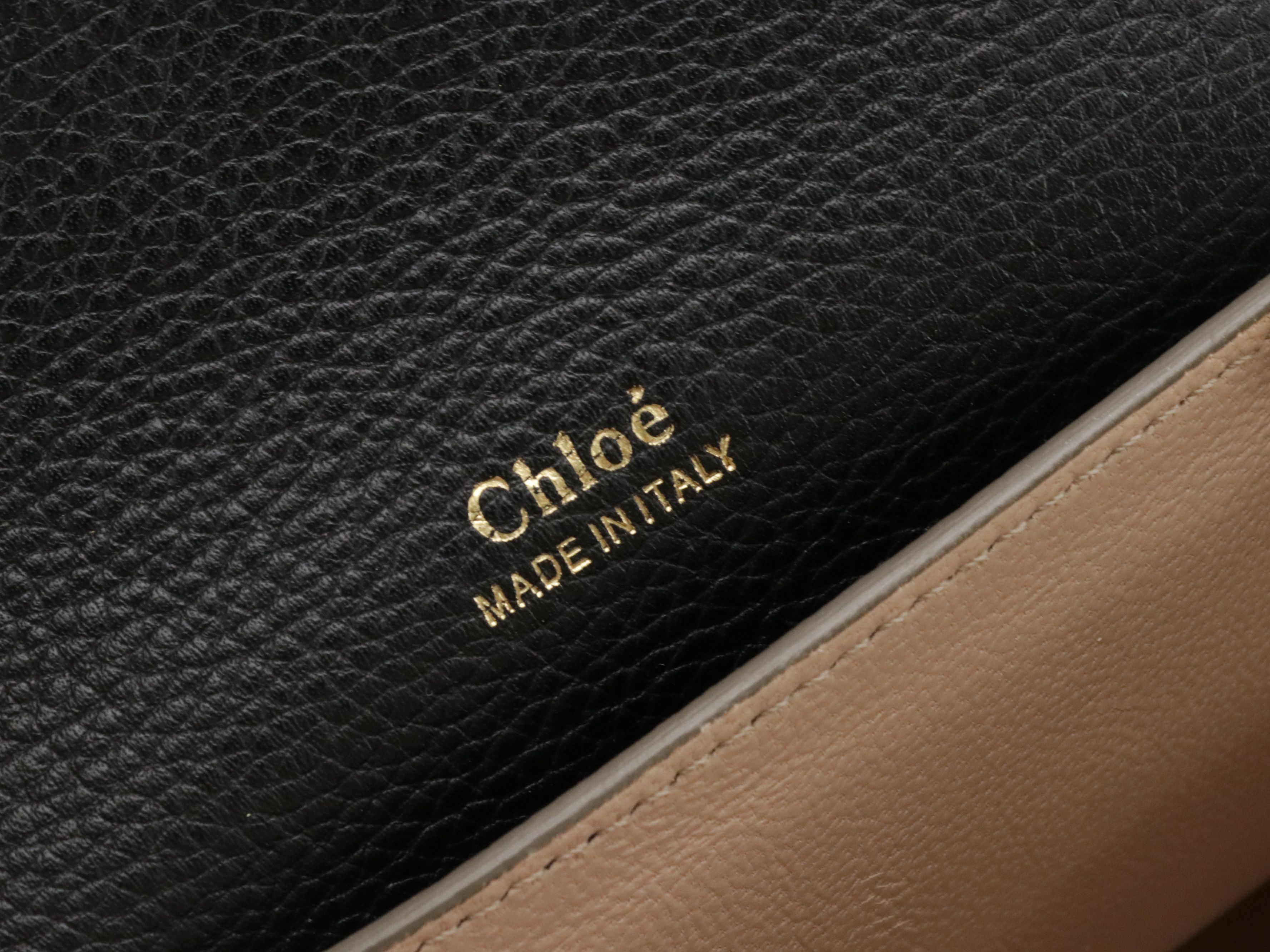 Chloé Mini Clare Crossbody Bag in Black Smooth and Grained Leather