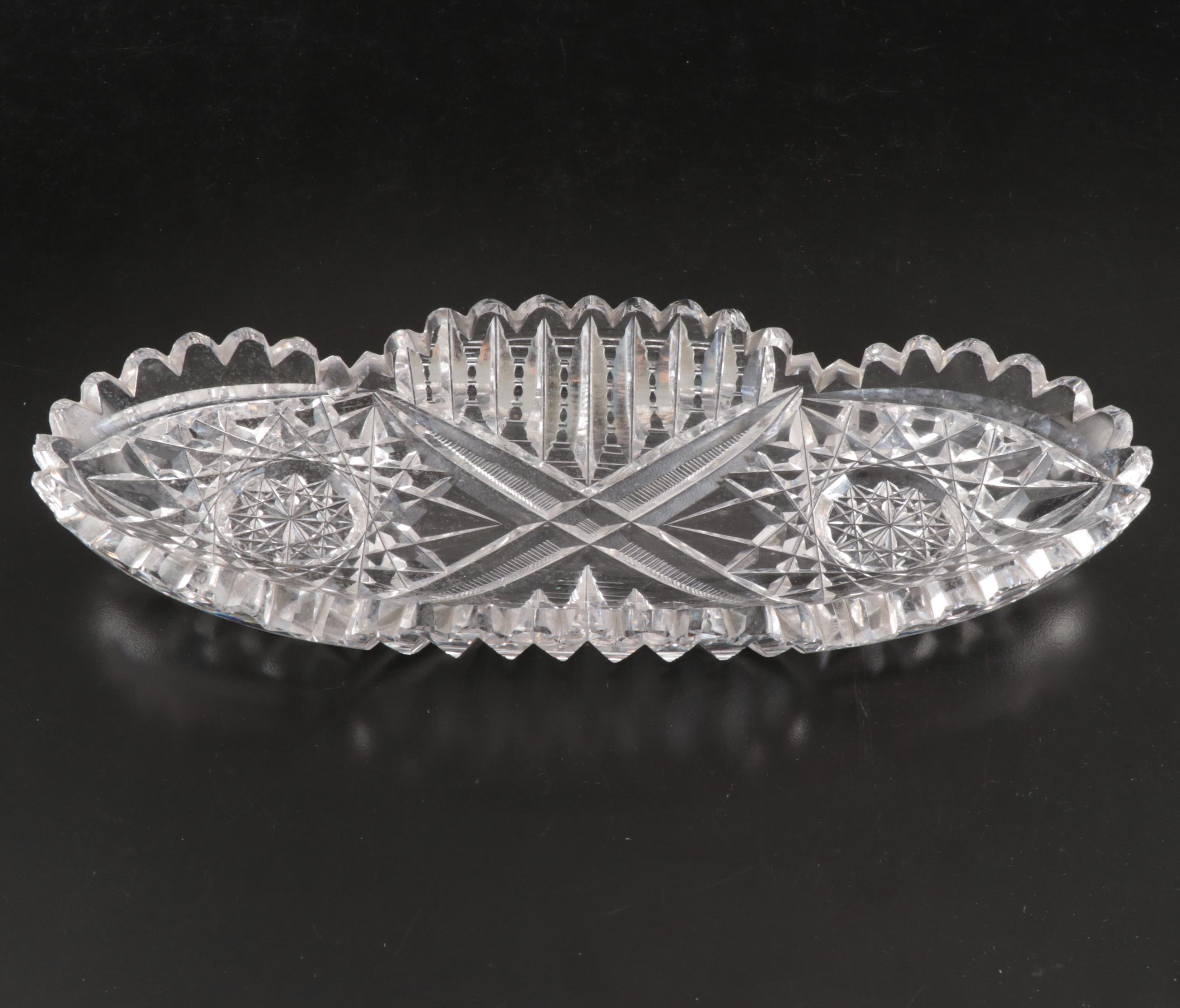 American Brilliant Cut Crystal Bowl, Oval Dish, Shakers, and More Table Décor