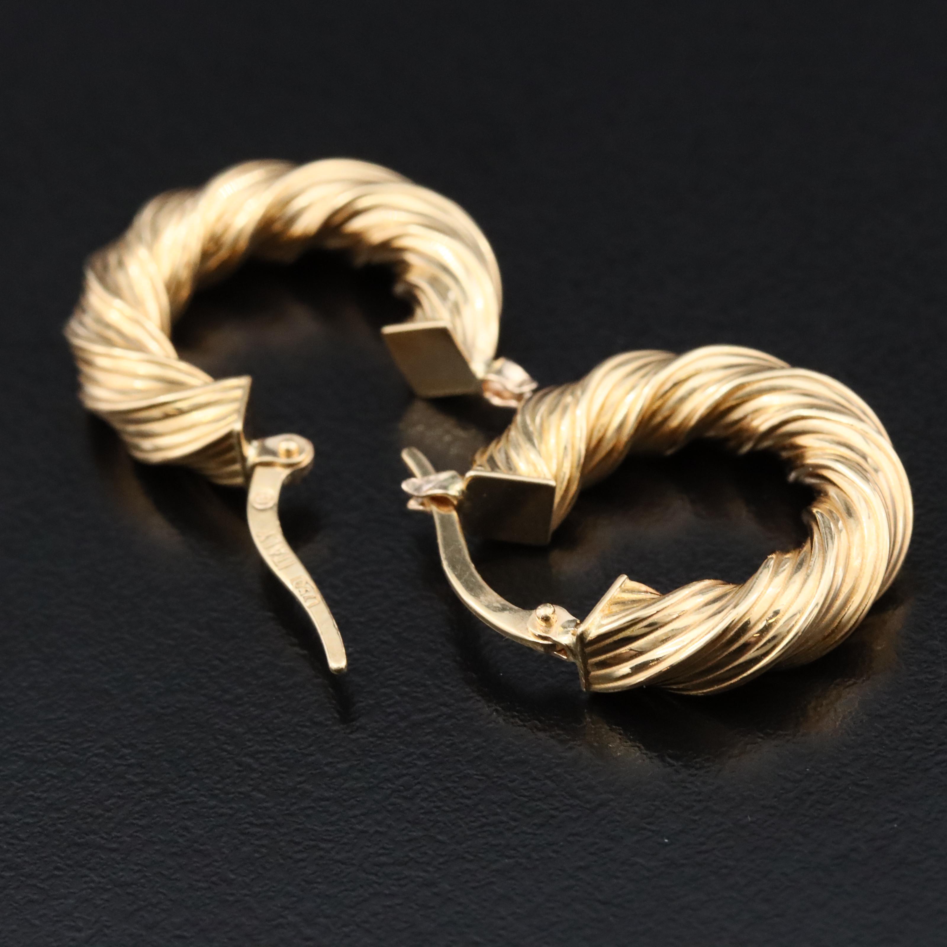 18K Fluted Hoop Earrings