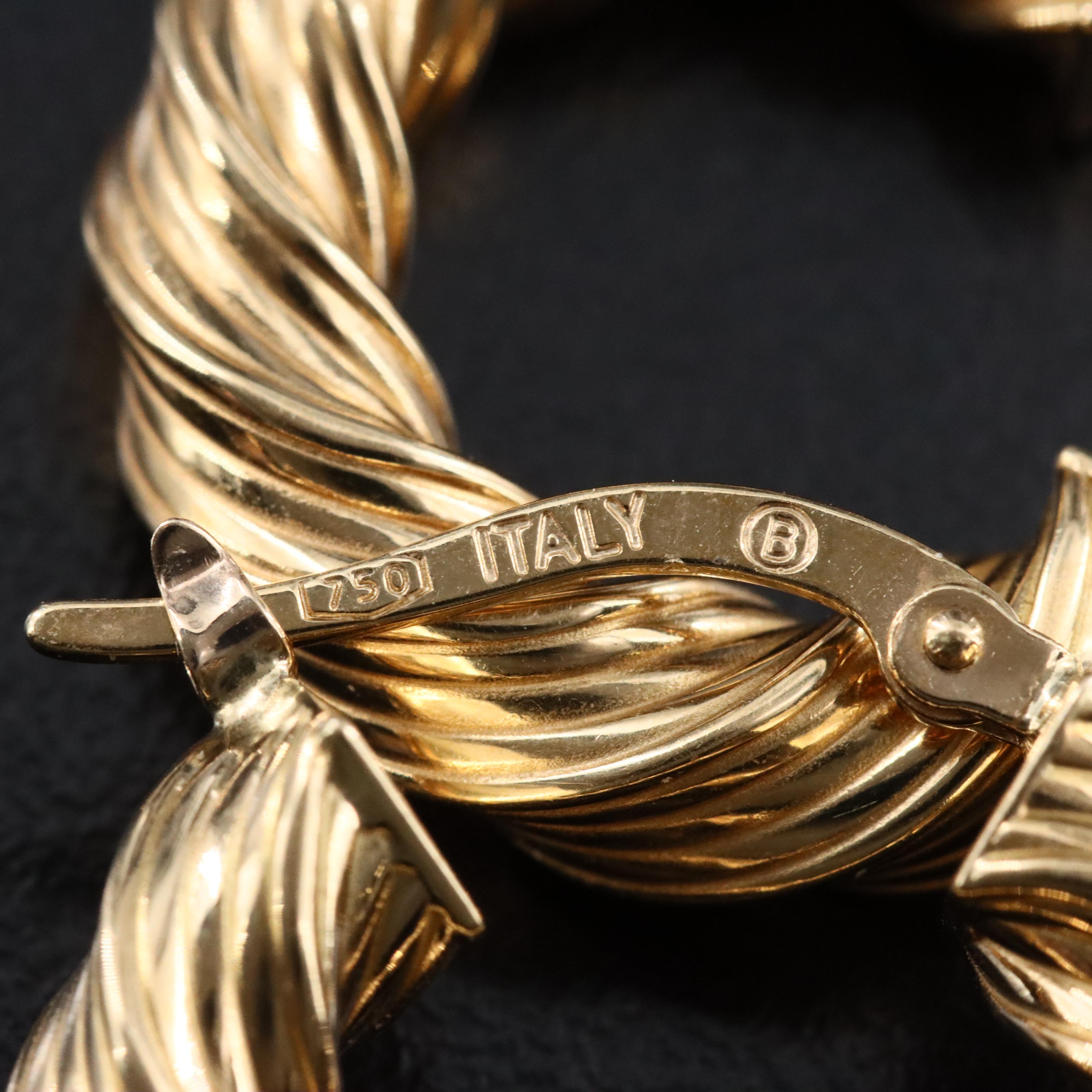 18K Fluted Hoop Earrings