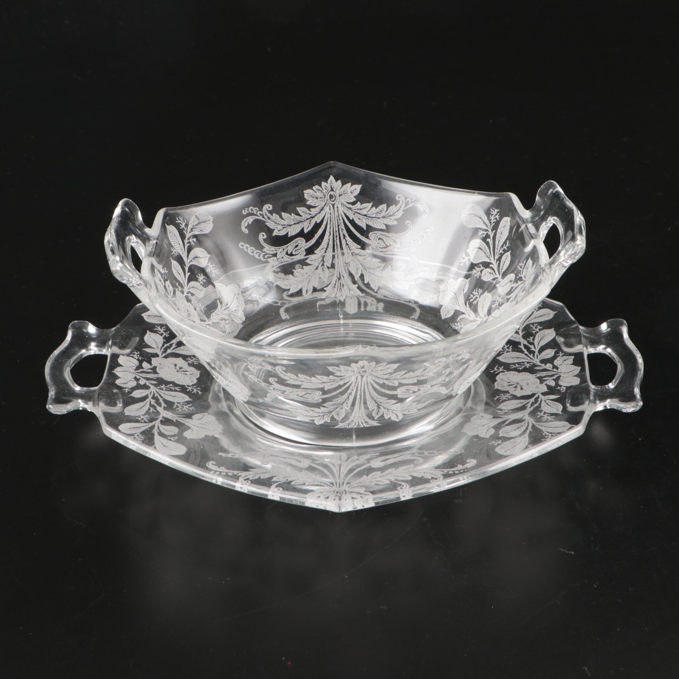 Nucut Glass Sugar Bowl and Creamer with More Glass Table Accessories