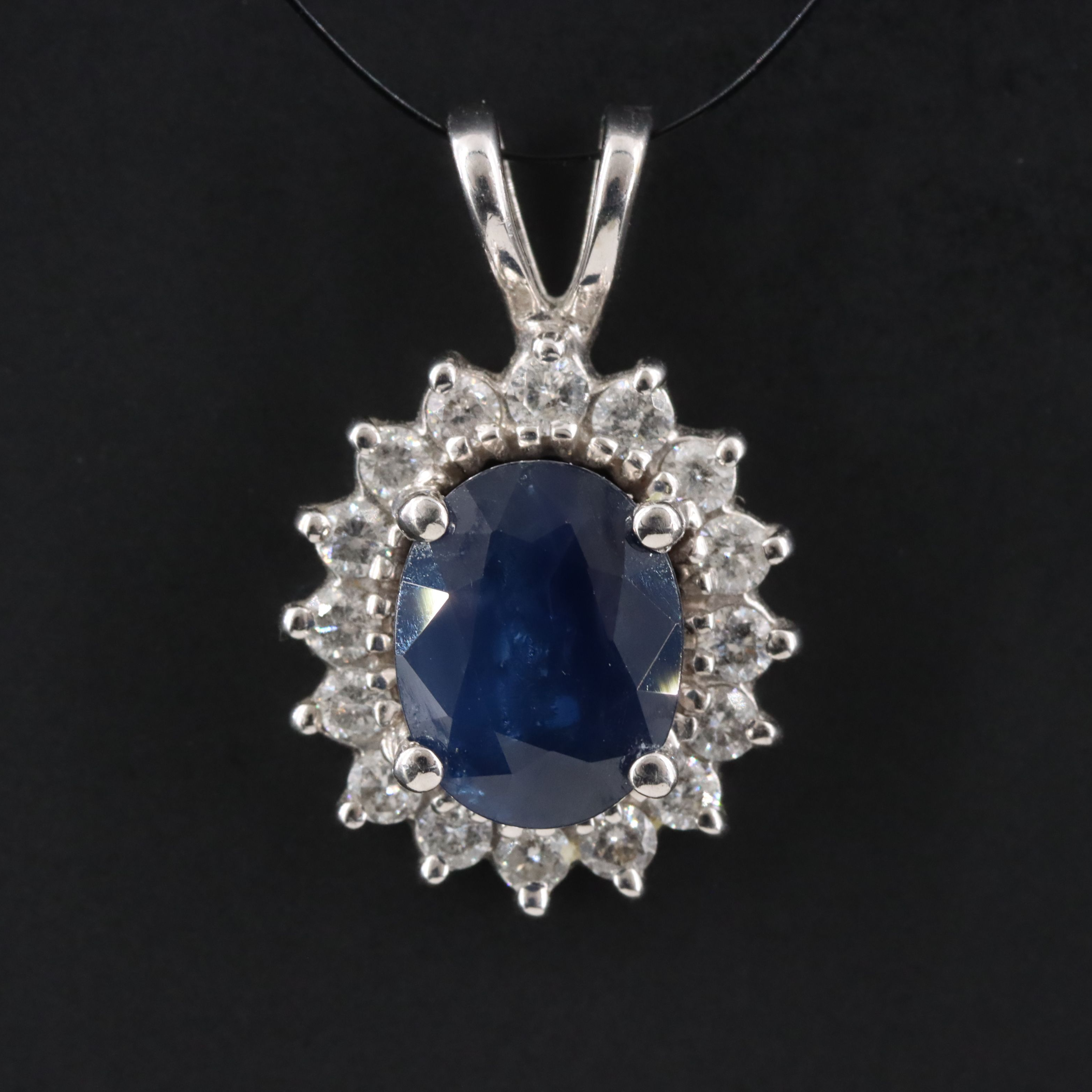 14K 2.03 CT Sapphire and Diamond Pendant