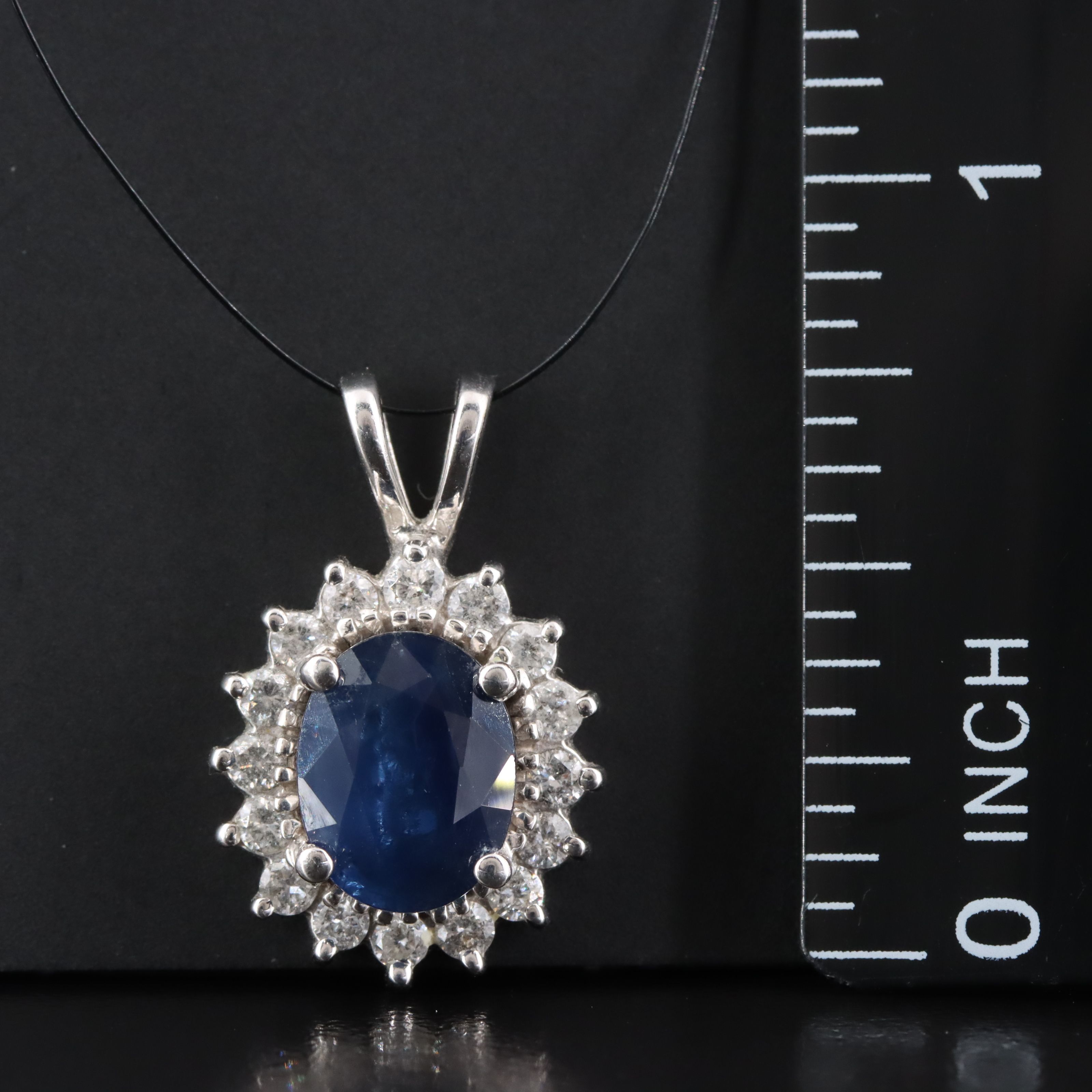 14K 2.03 CT Sapphire and Diamond Pendant