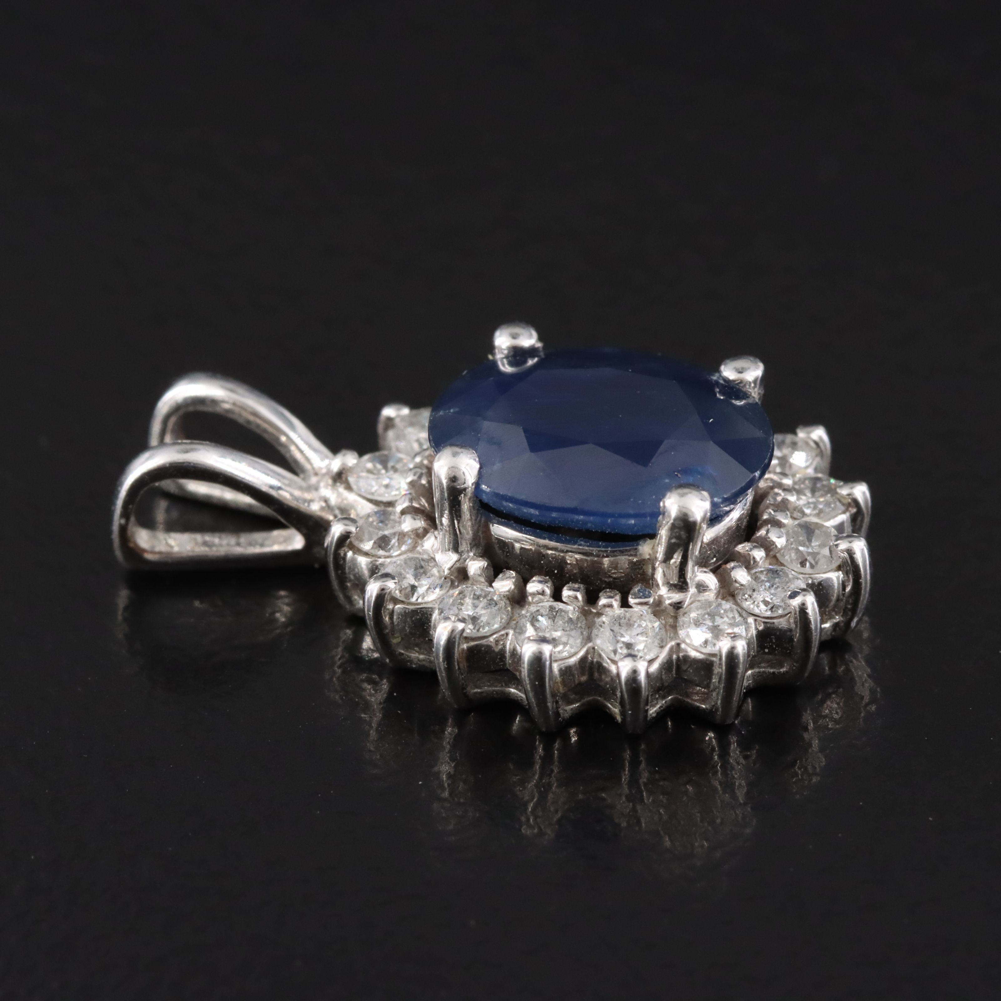 14K 2.03 CT Sapphire and Diamond Pendant