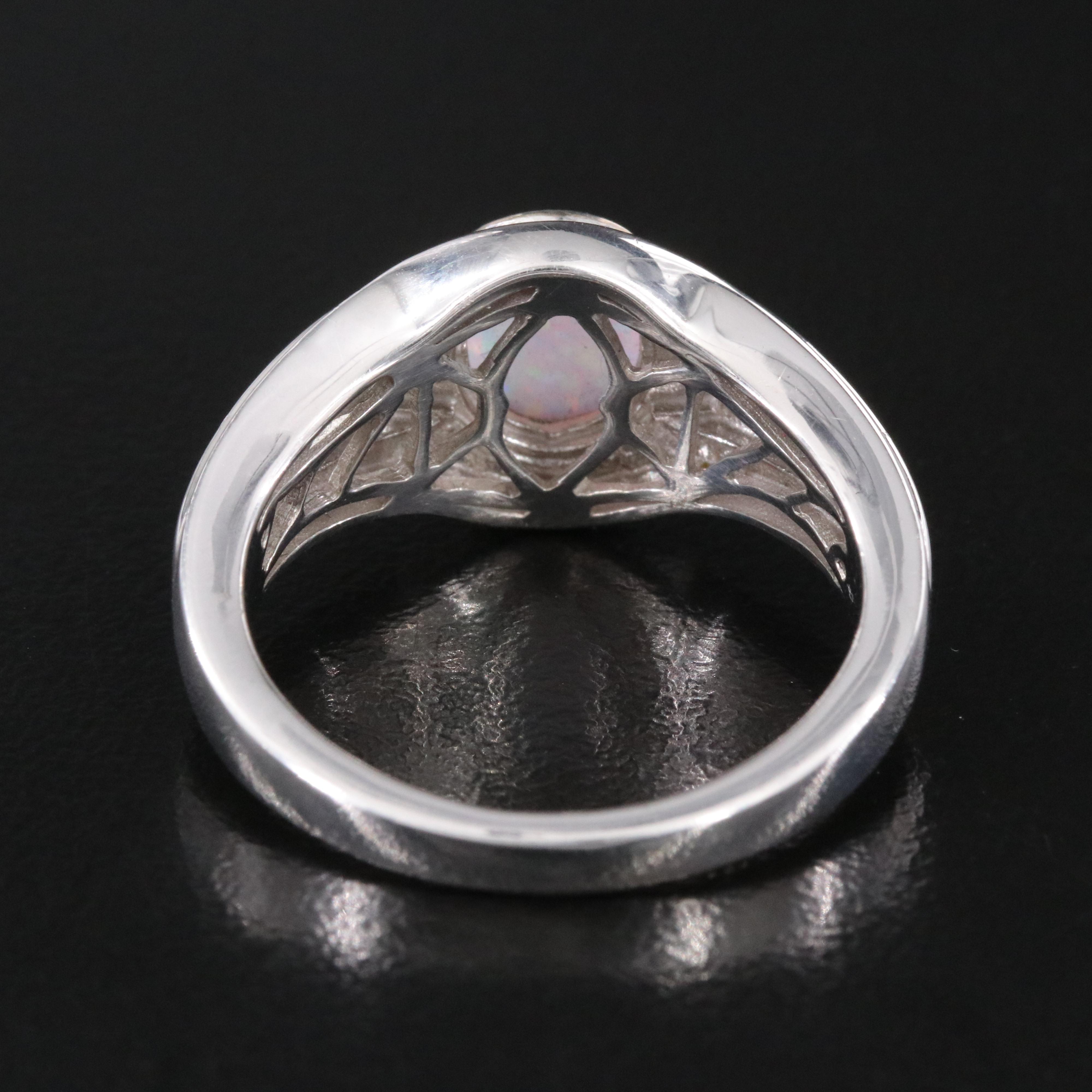Sterling Opal and White Sapphire Ring