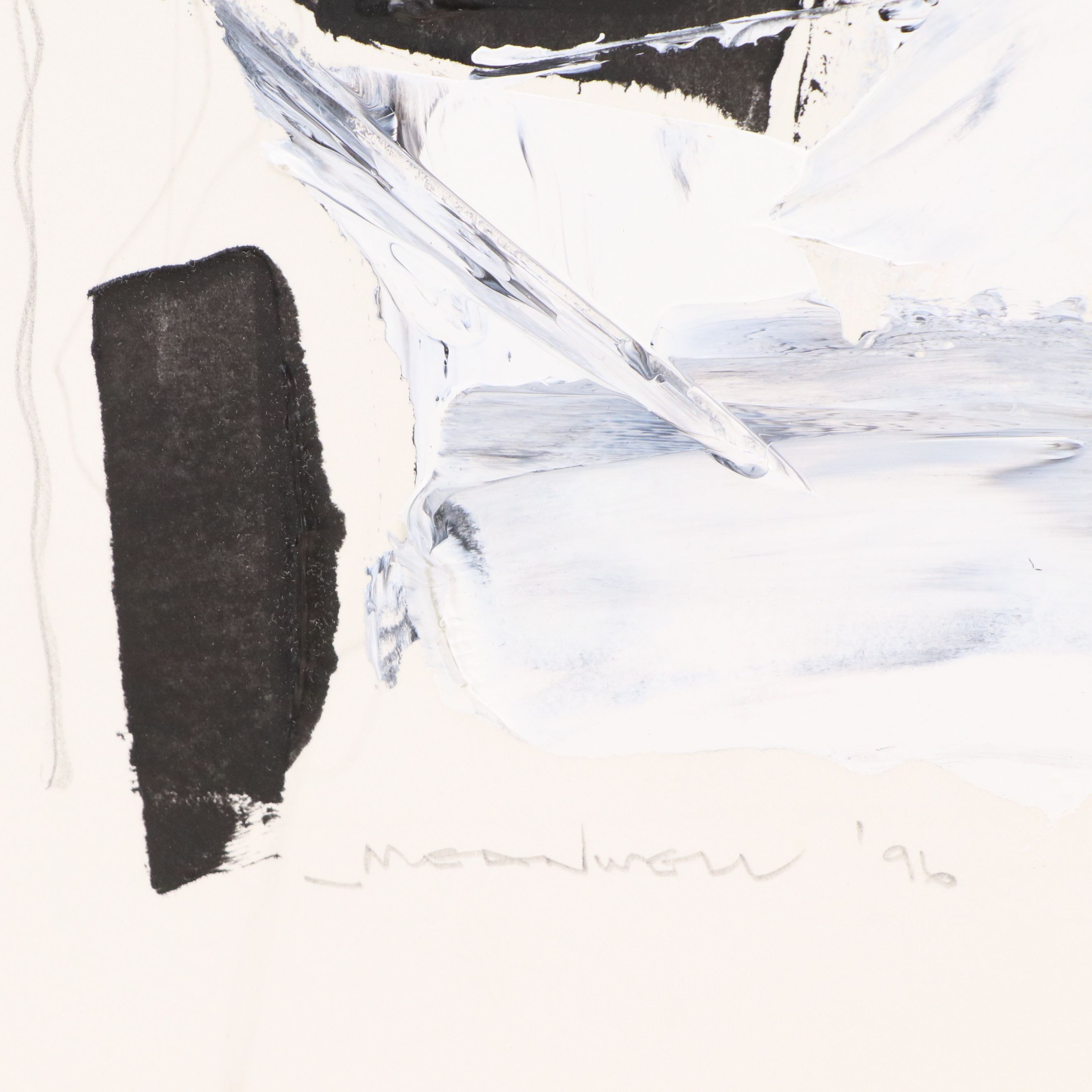 Jack Meanwell Acrylic Painting: Abstract in Black and White, 1996