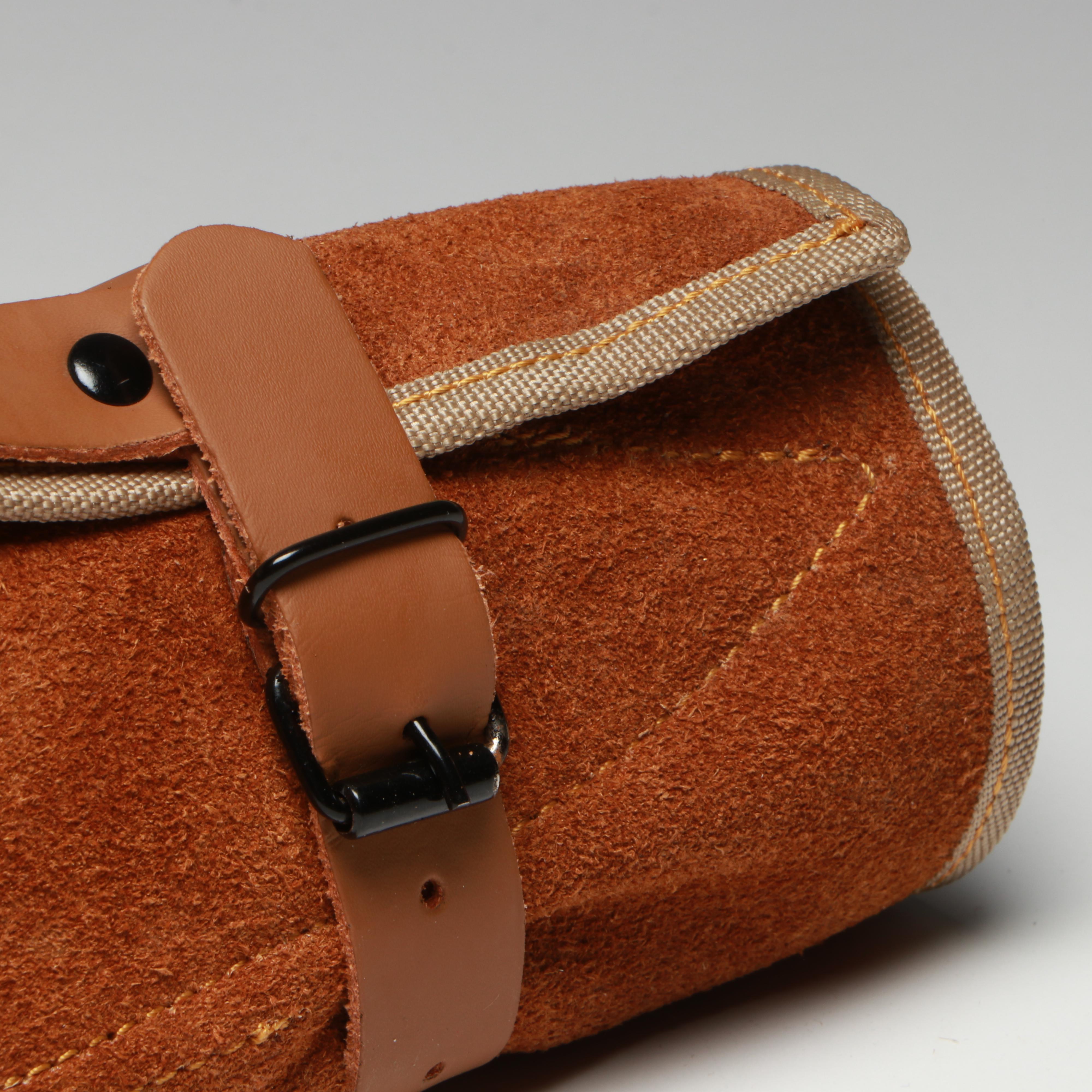 Damascus Steel and Marbled Handle Chef's Knife Set in Suede Leather Roll