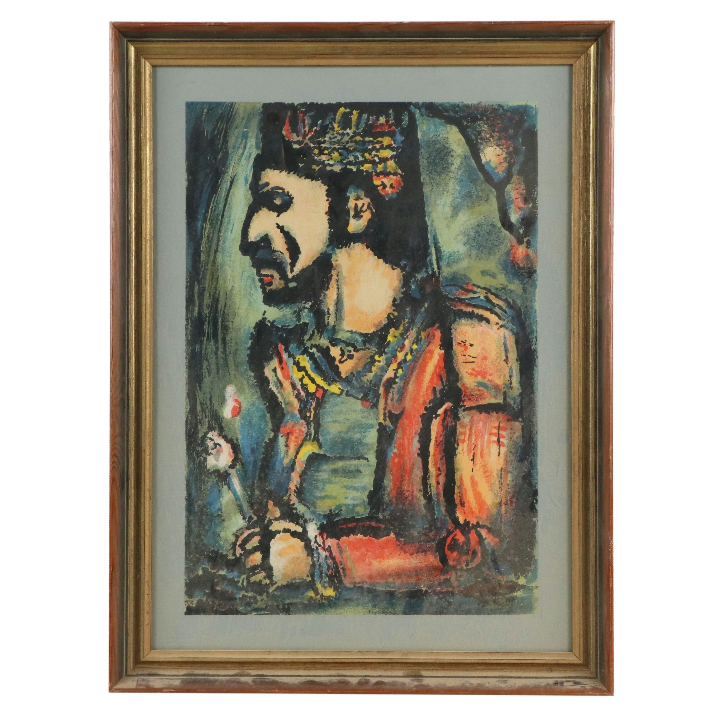 Lithograph After Georges Rouault "The King with Flowers," Mid-20th Century