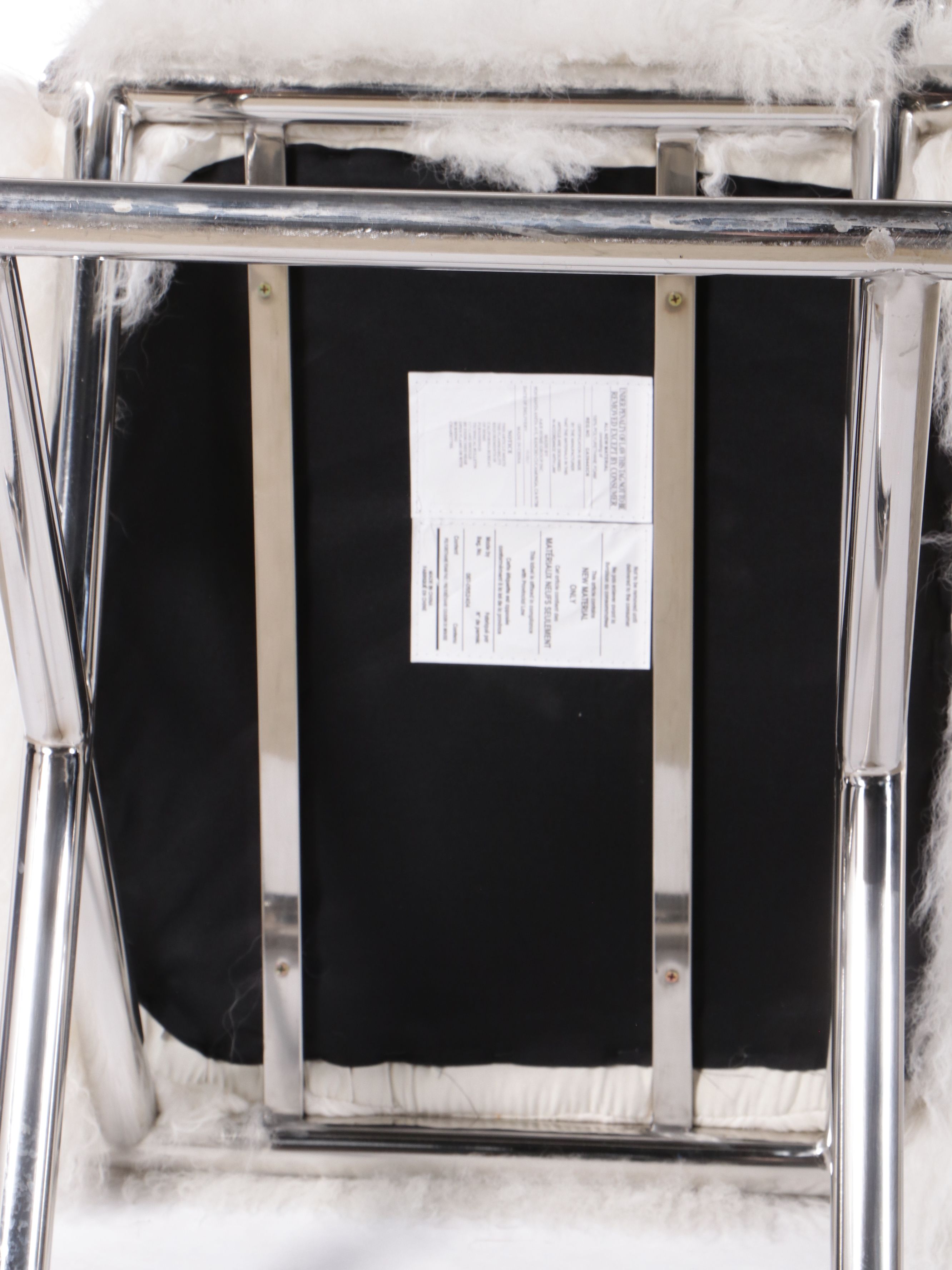 Pair of Mongolian Fur and Chromed Metal Director's Chairs, 2017