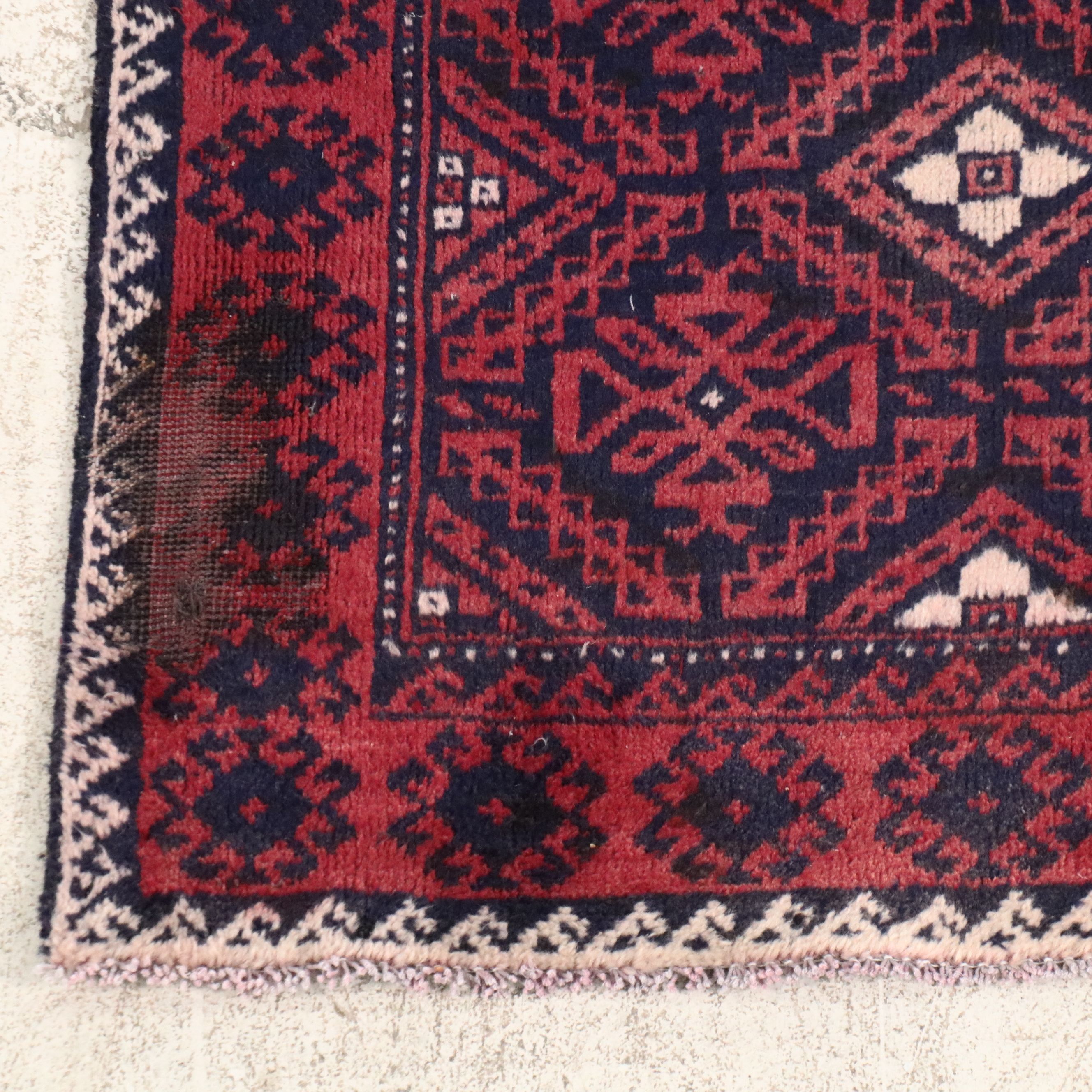 3'6 x 9' Hand-Knotted Afghan Baluch Carpet Runner Long Rug
