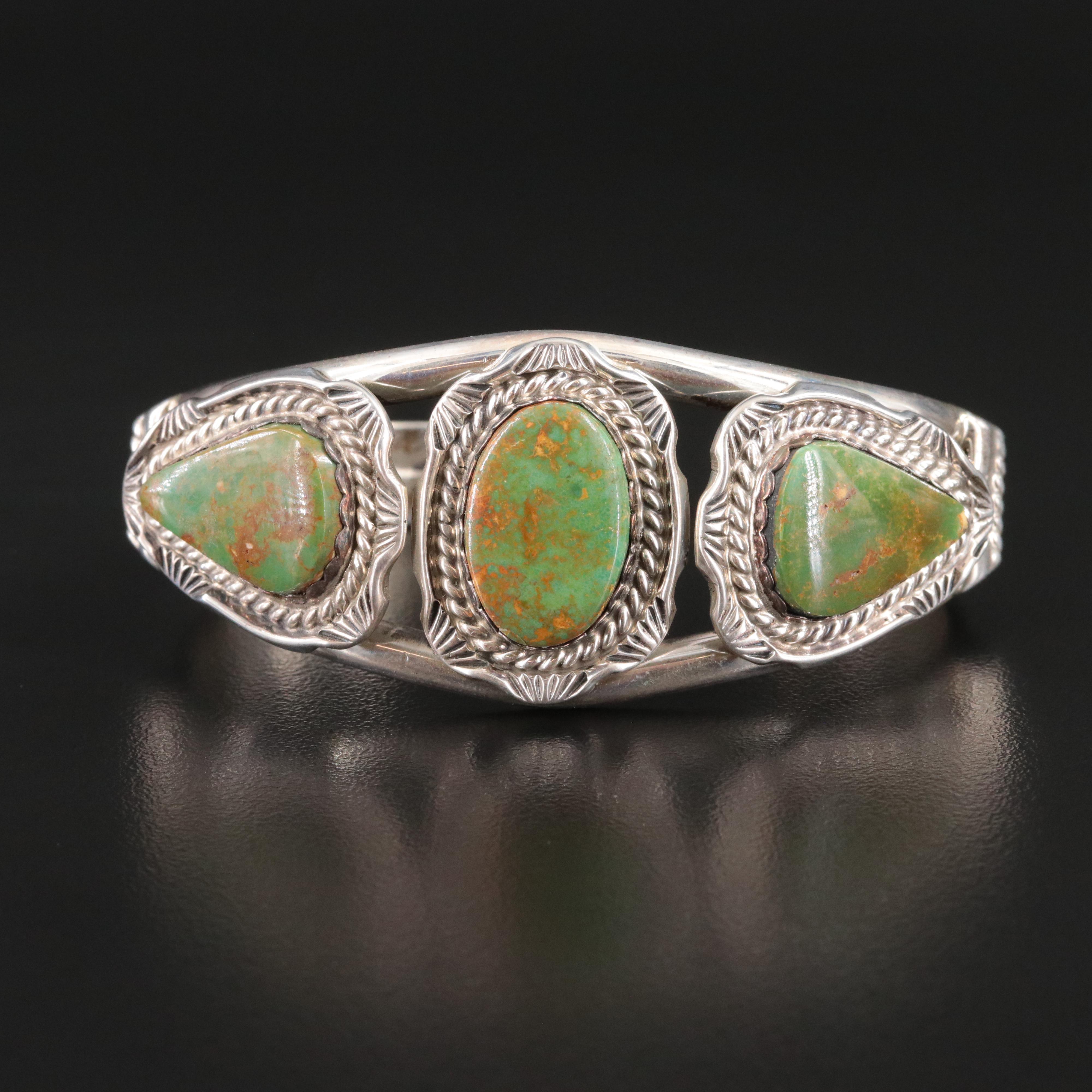 Southwestern Sterling Turquoise Cuff Bracelet