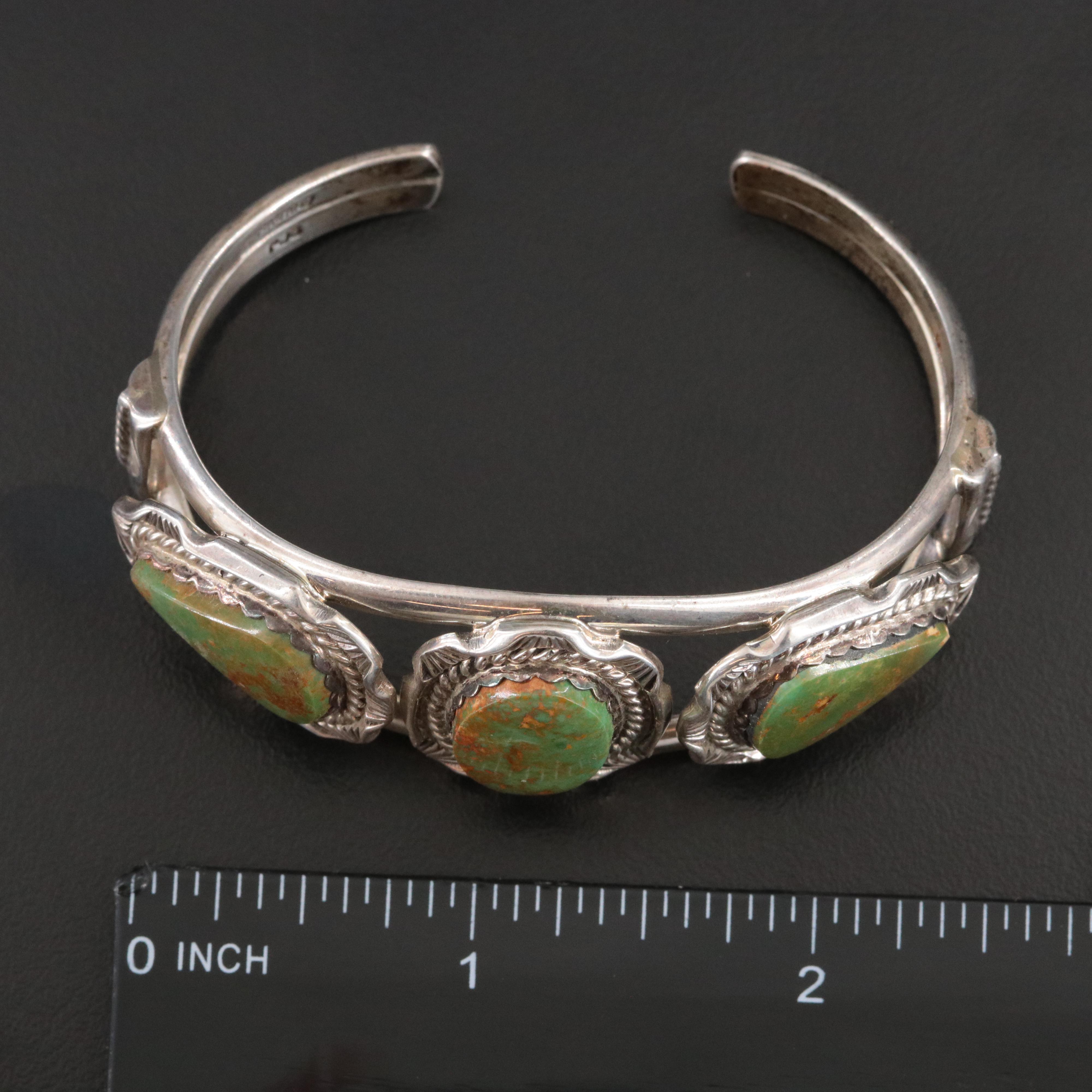 Southwestern Sterling Turquoise Cuff Bracelet