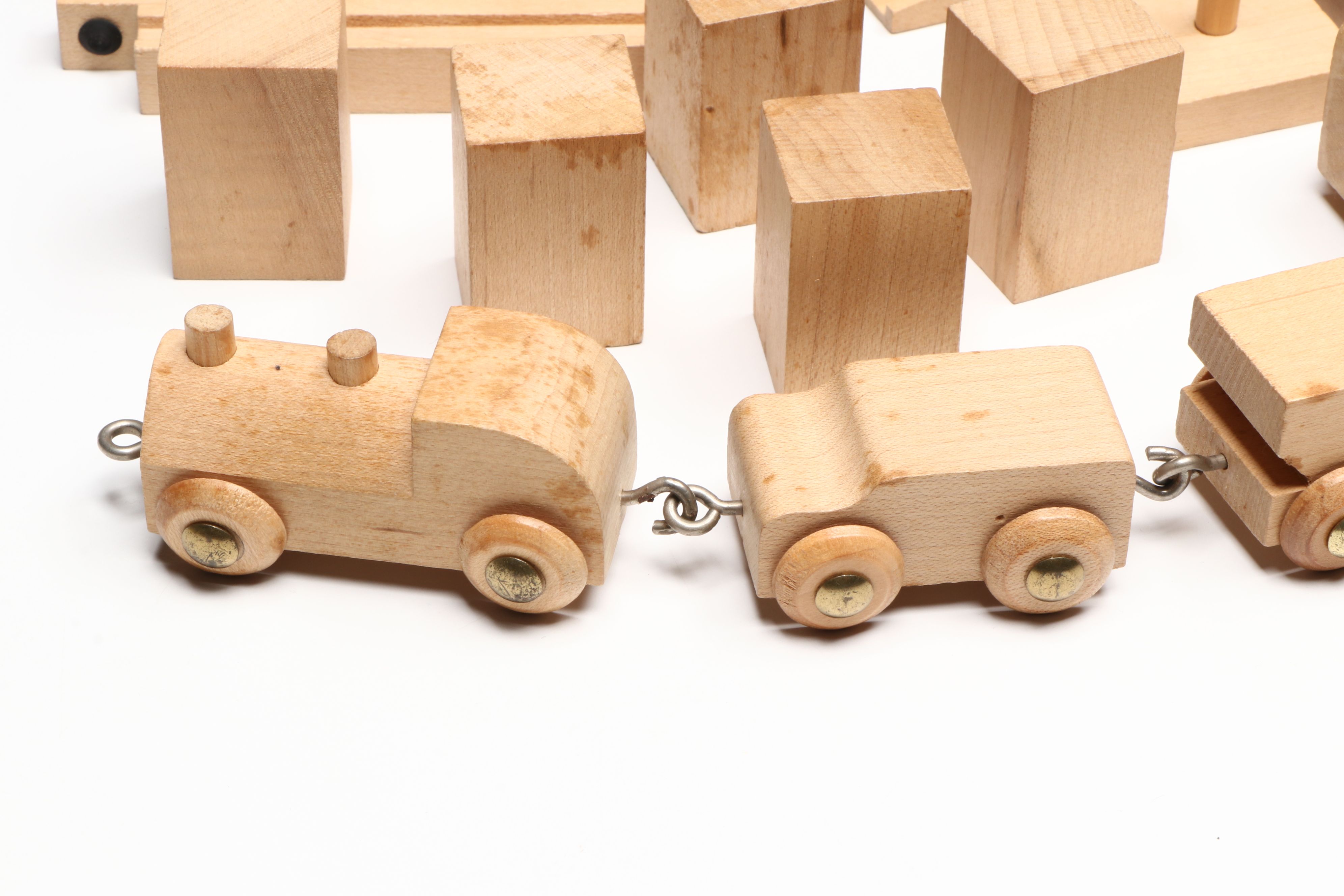 Wooden Train Tracks and Train Cars