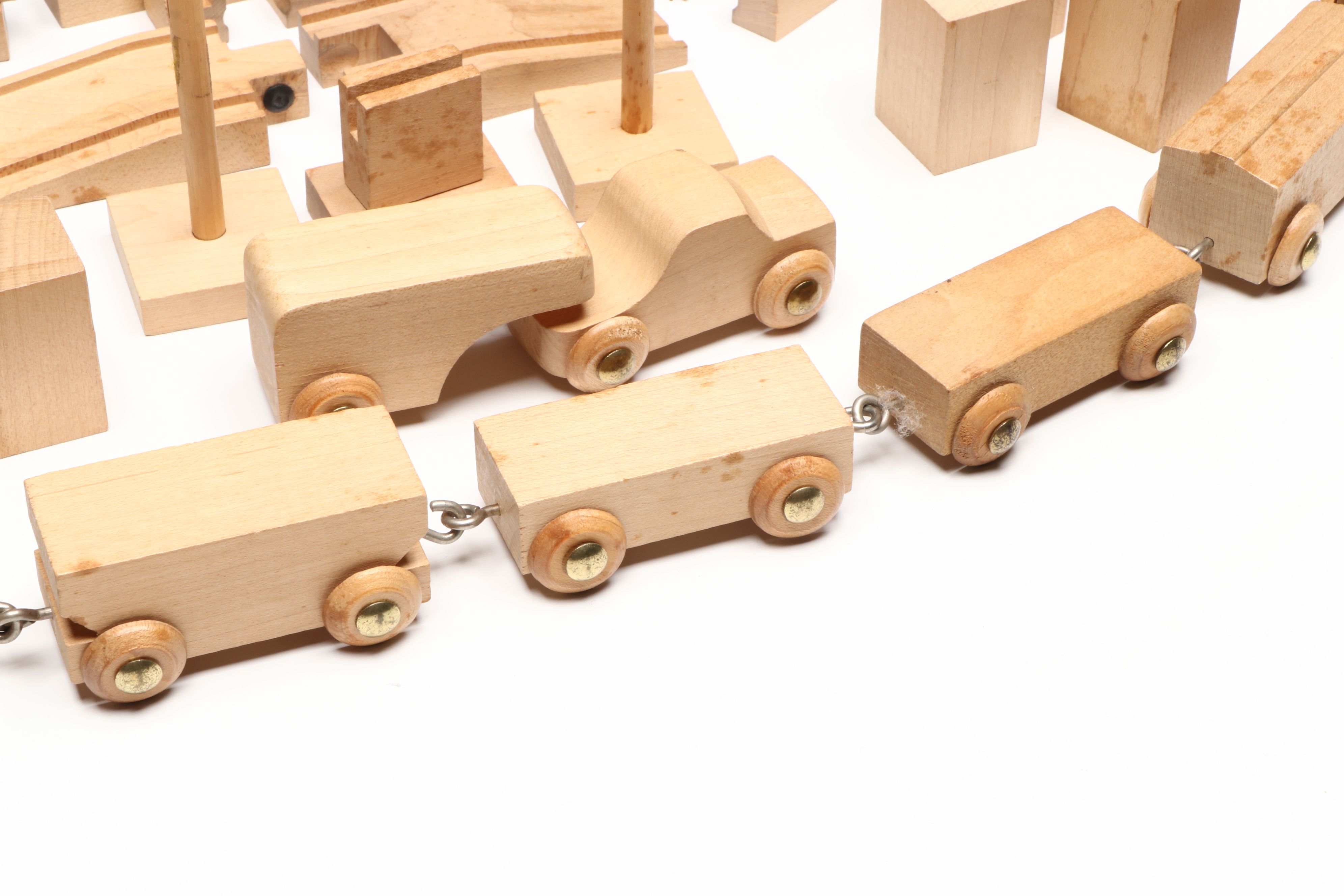 Wooden Train Tracks and Train Cars