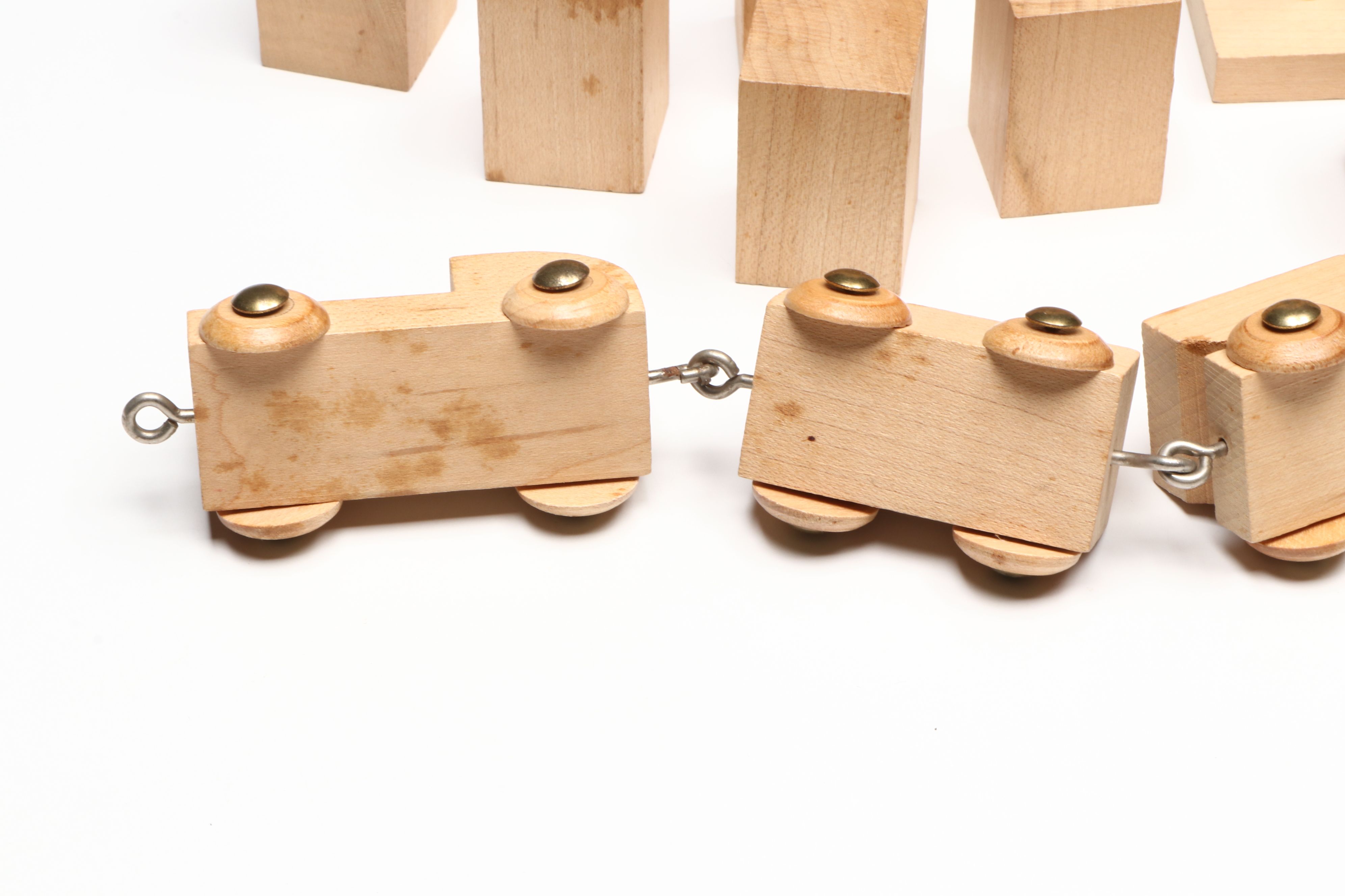 Wooden Train Tracks and Train Cars