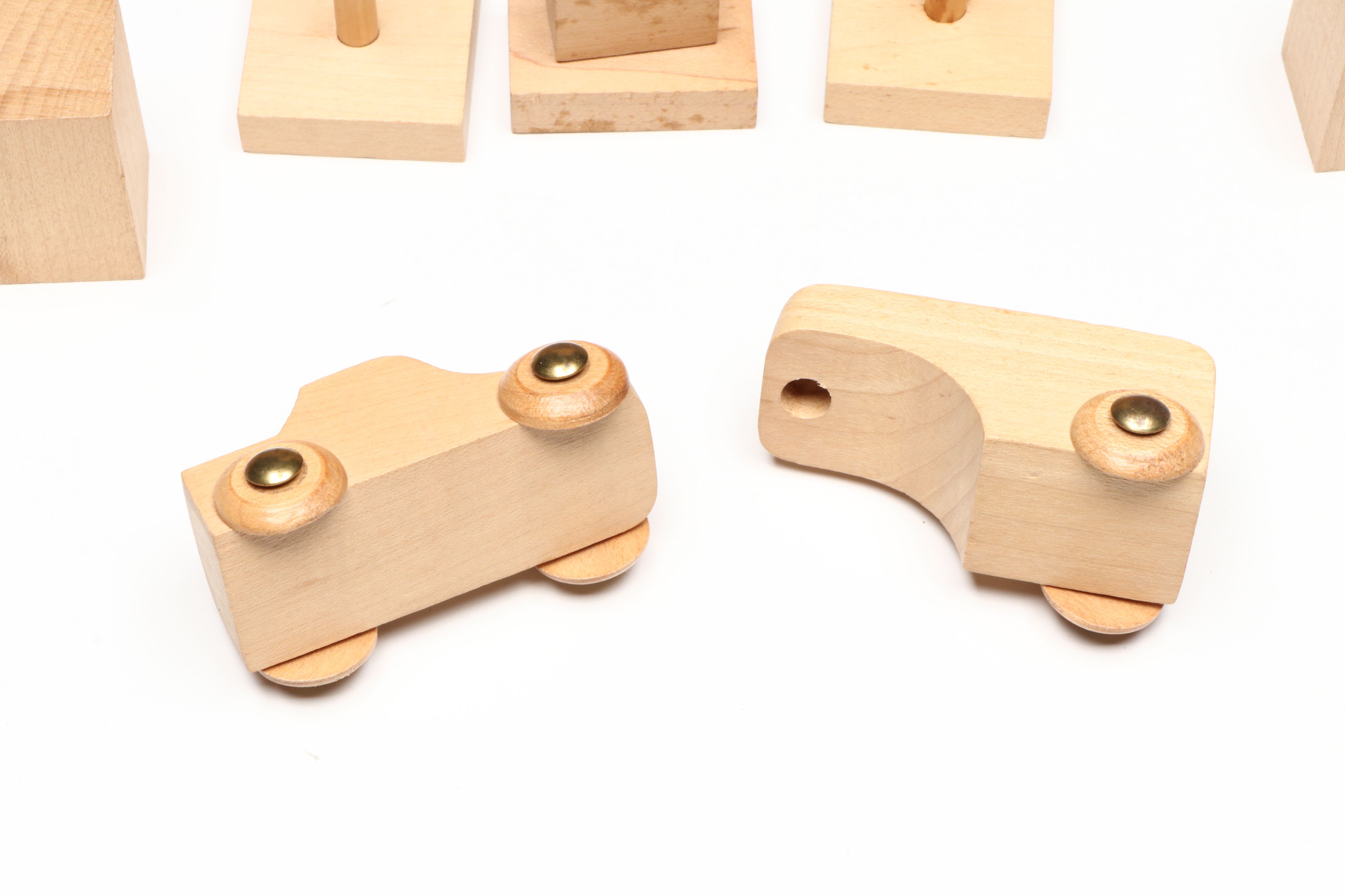 Wooden Train Tracks and Train Cars