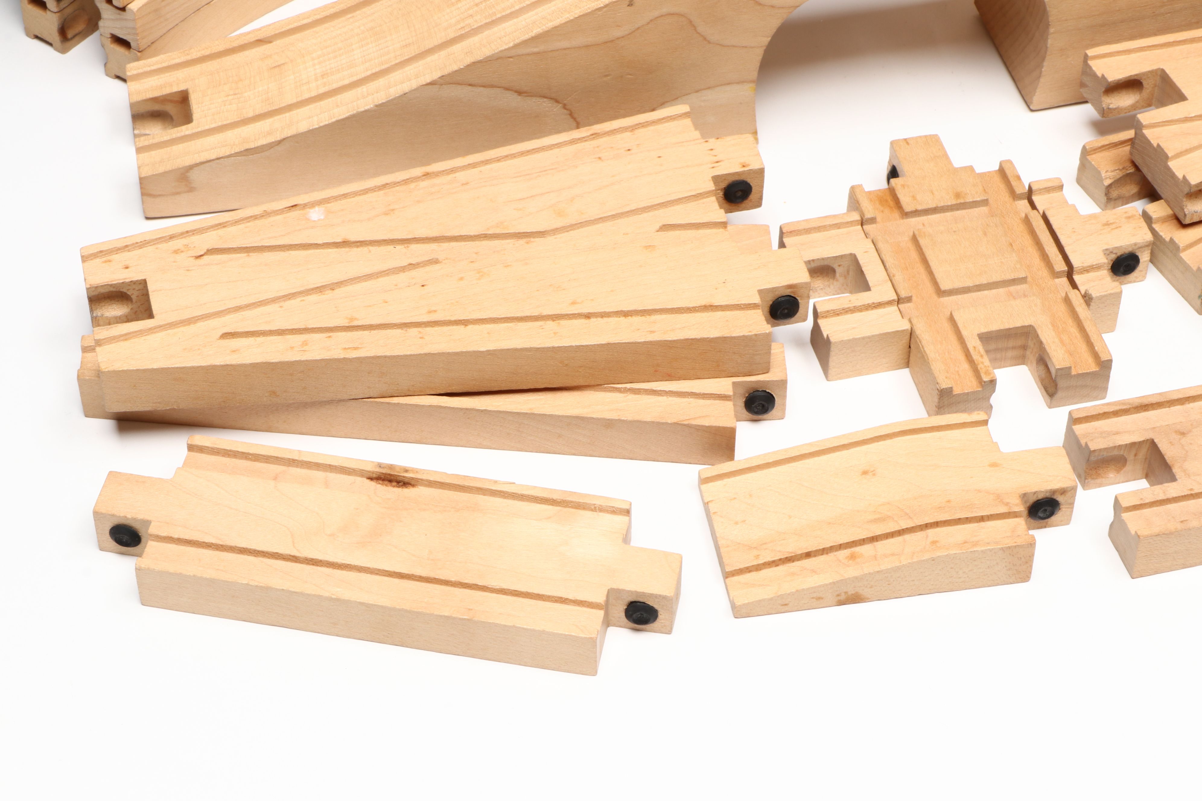 Wooden Train Tracks and Train Cars