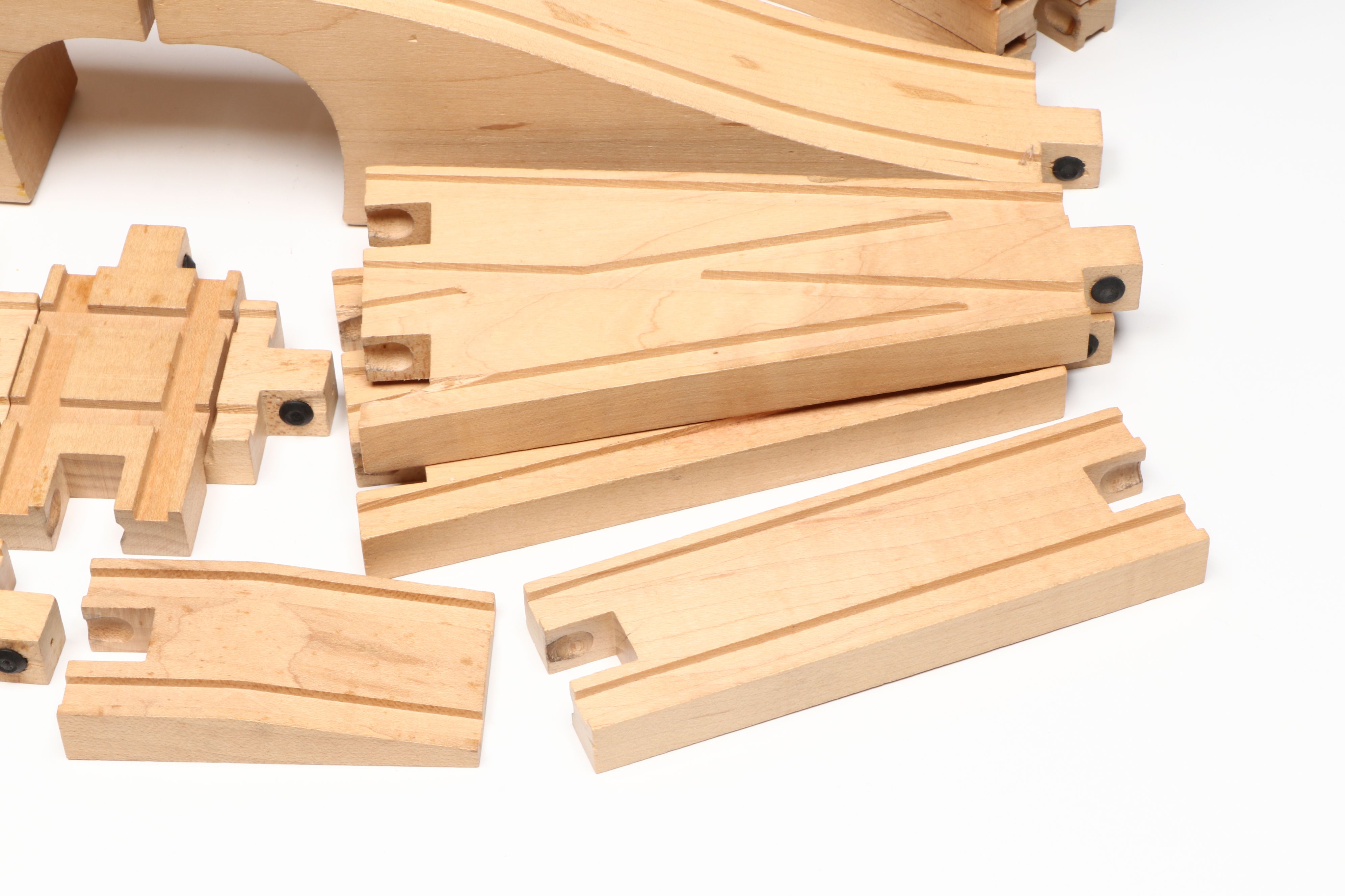 Wooden Train Tracks and Train Cars