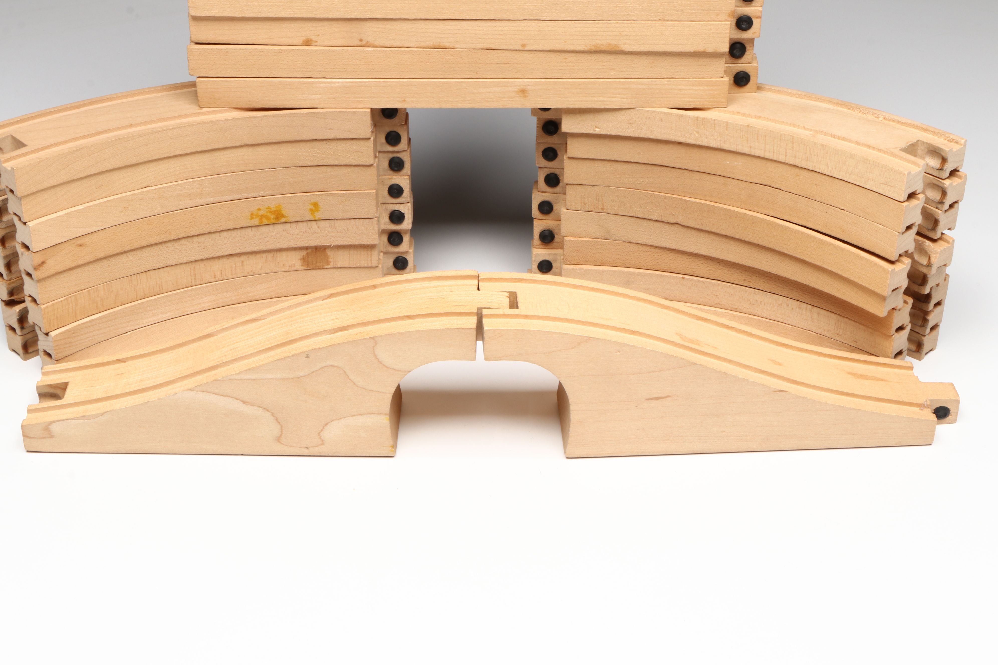 Wooden Train Tracks and Train Cars