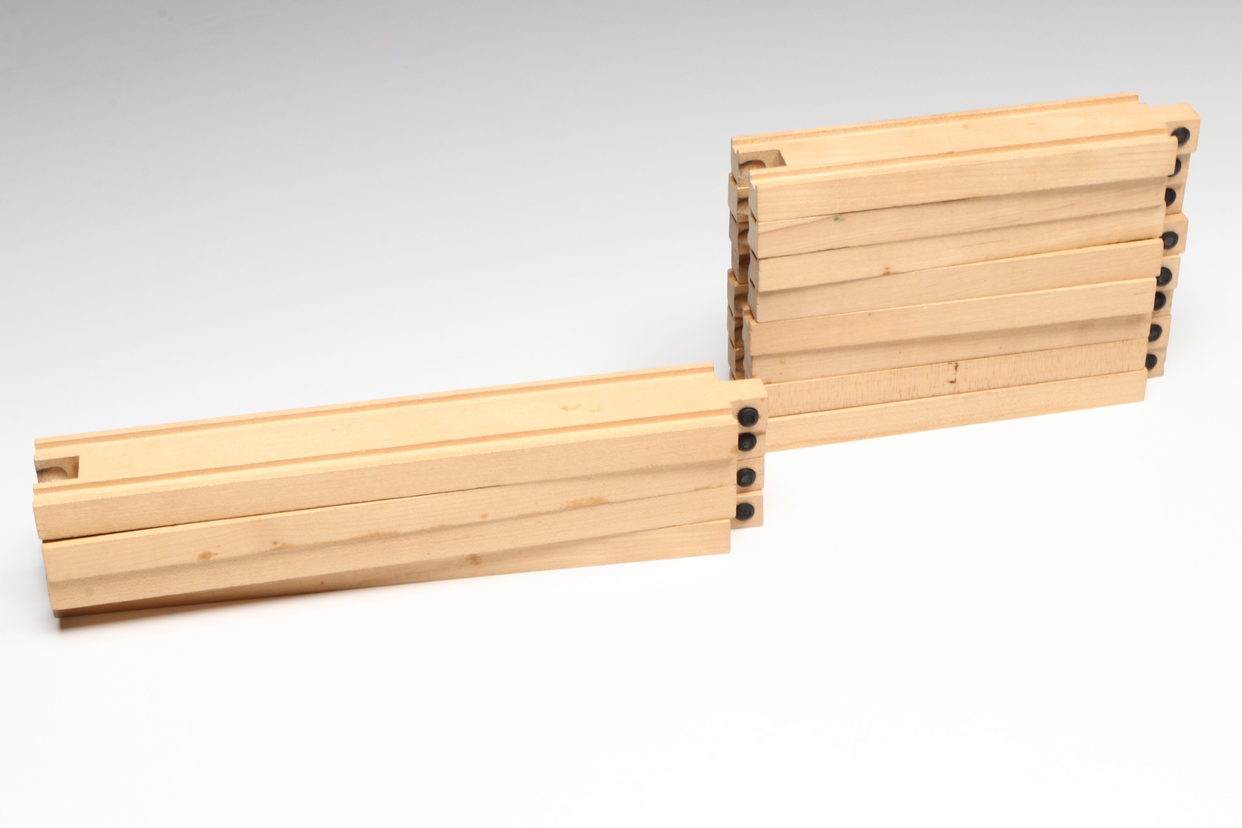 Wooden Train Tracks and Train Cars